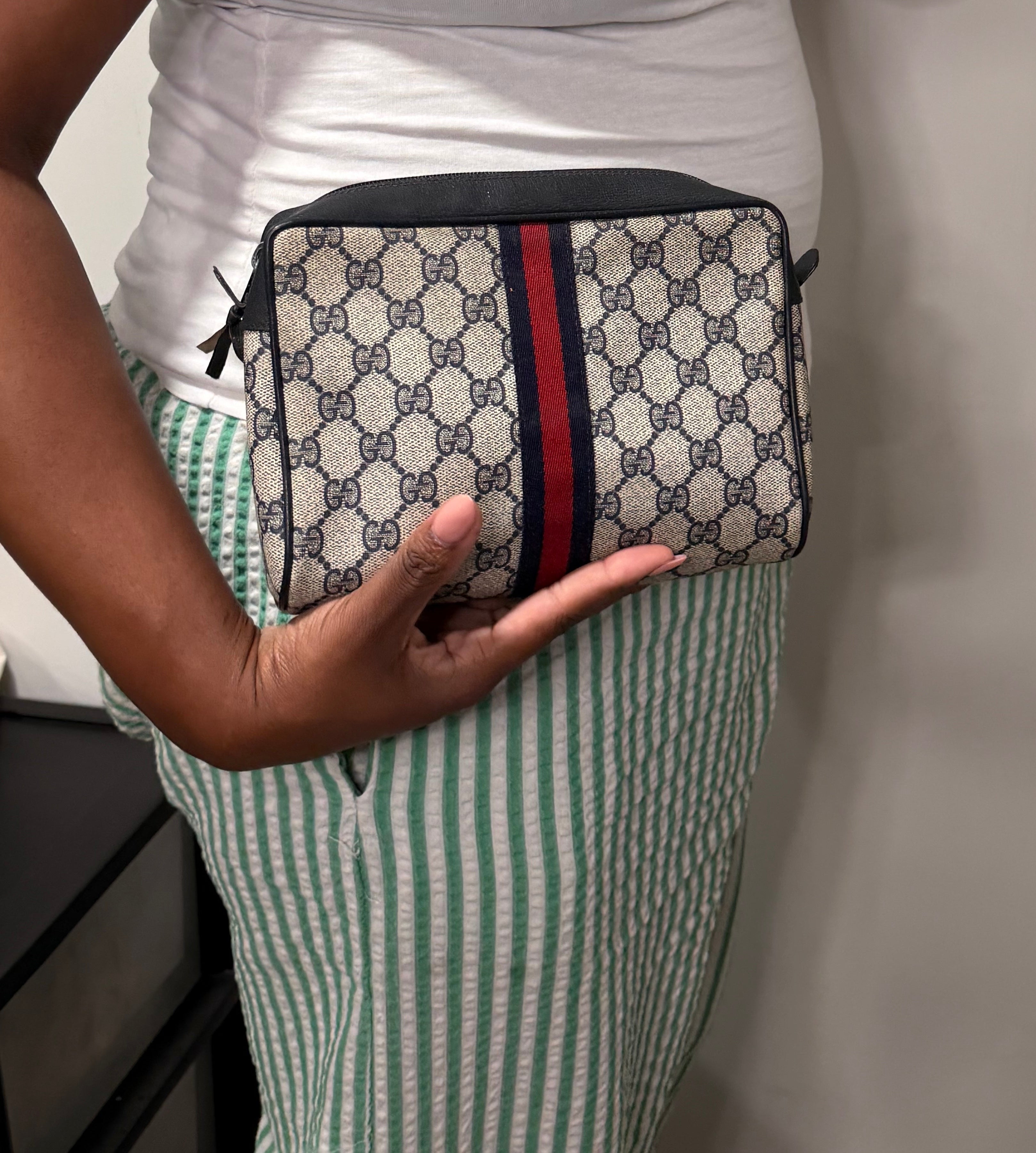 Gucci GG Supreme Web Travel Pouch / Toiletry Case - Blue