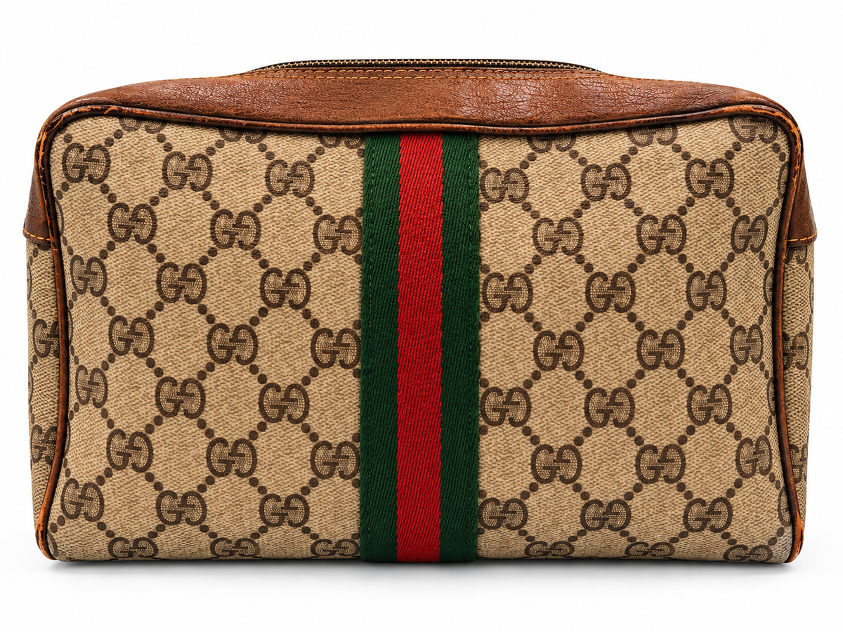 Gucci GG Supreme Web Stripe Cosmetic Bag