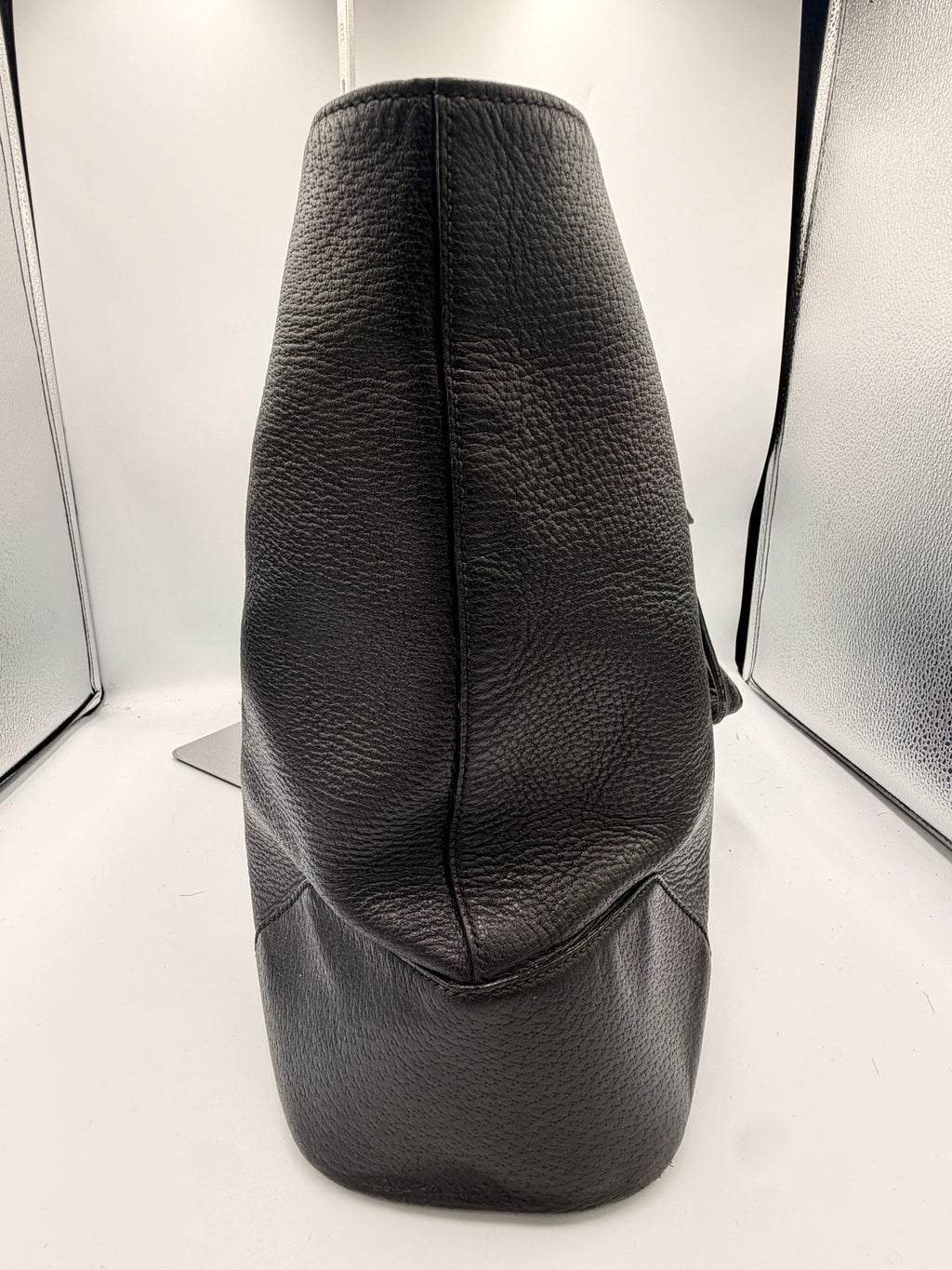 Gucci Black Leather Web Stripe Tote Bag