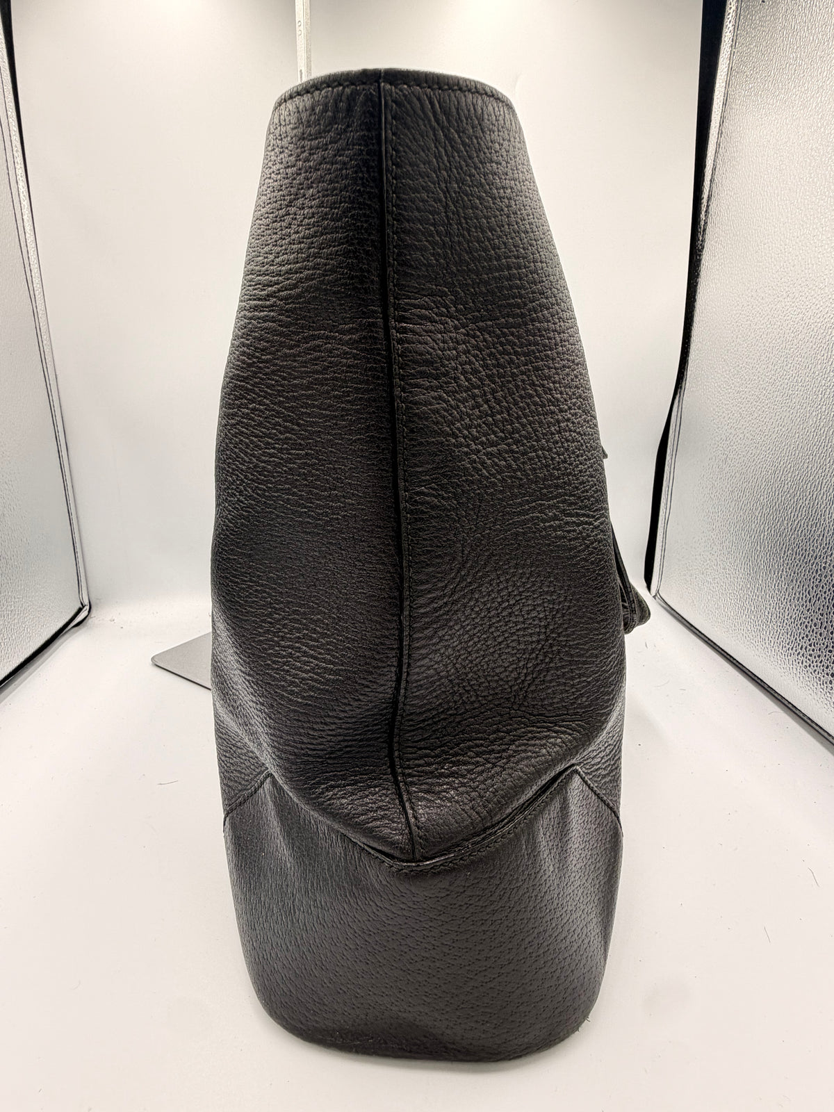 Gucci Black Leather Web Stripe Tote Bag