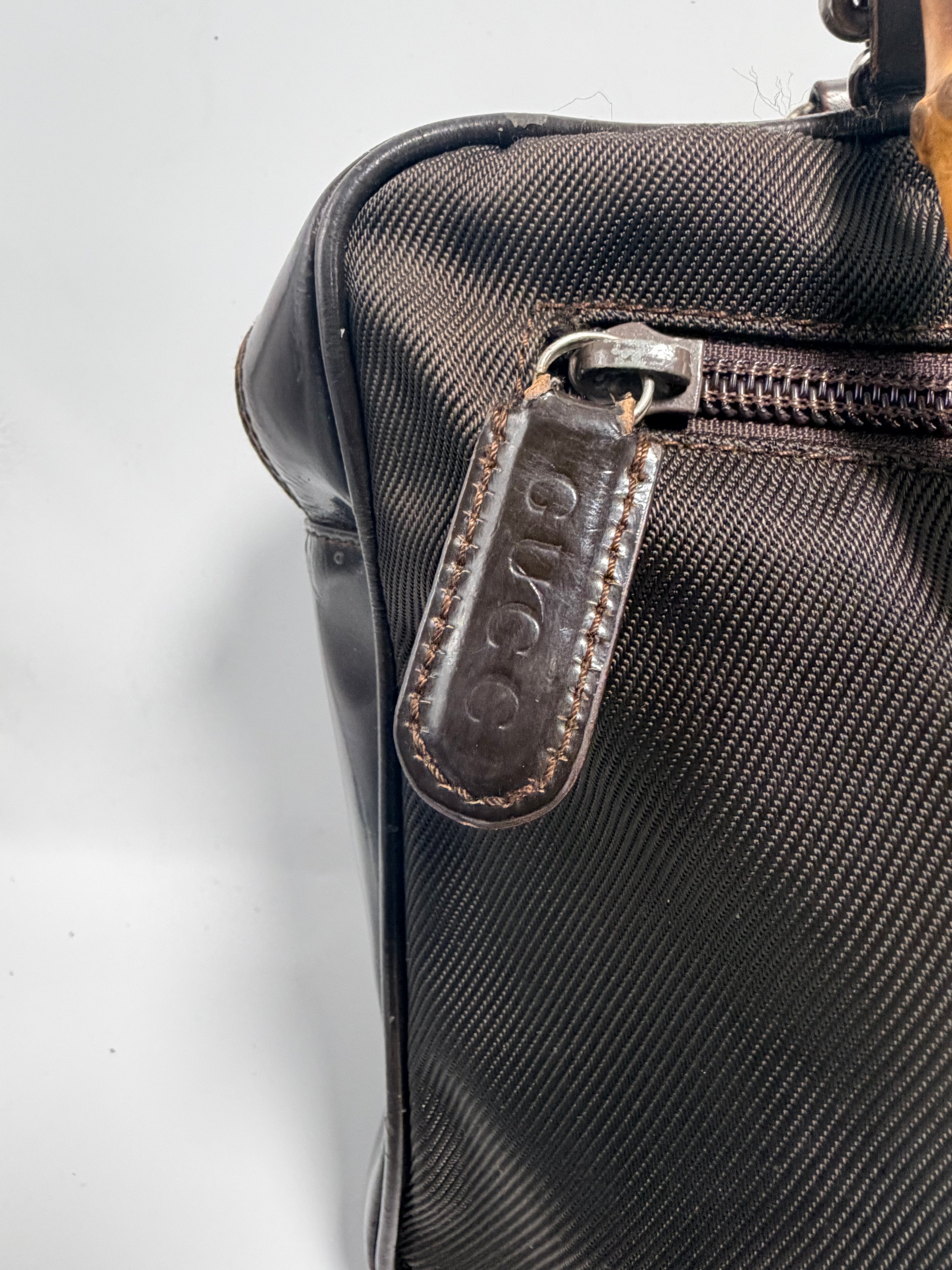 Gucci Vintage Nylon Bamboo Handle Bag – Brown