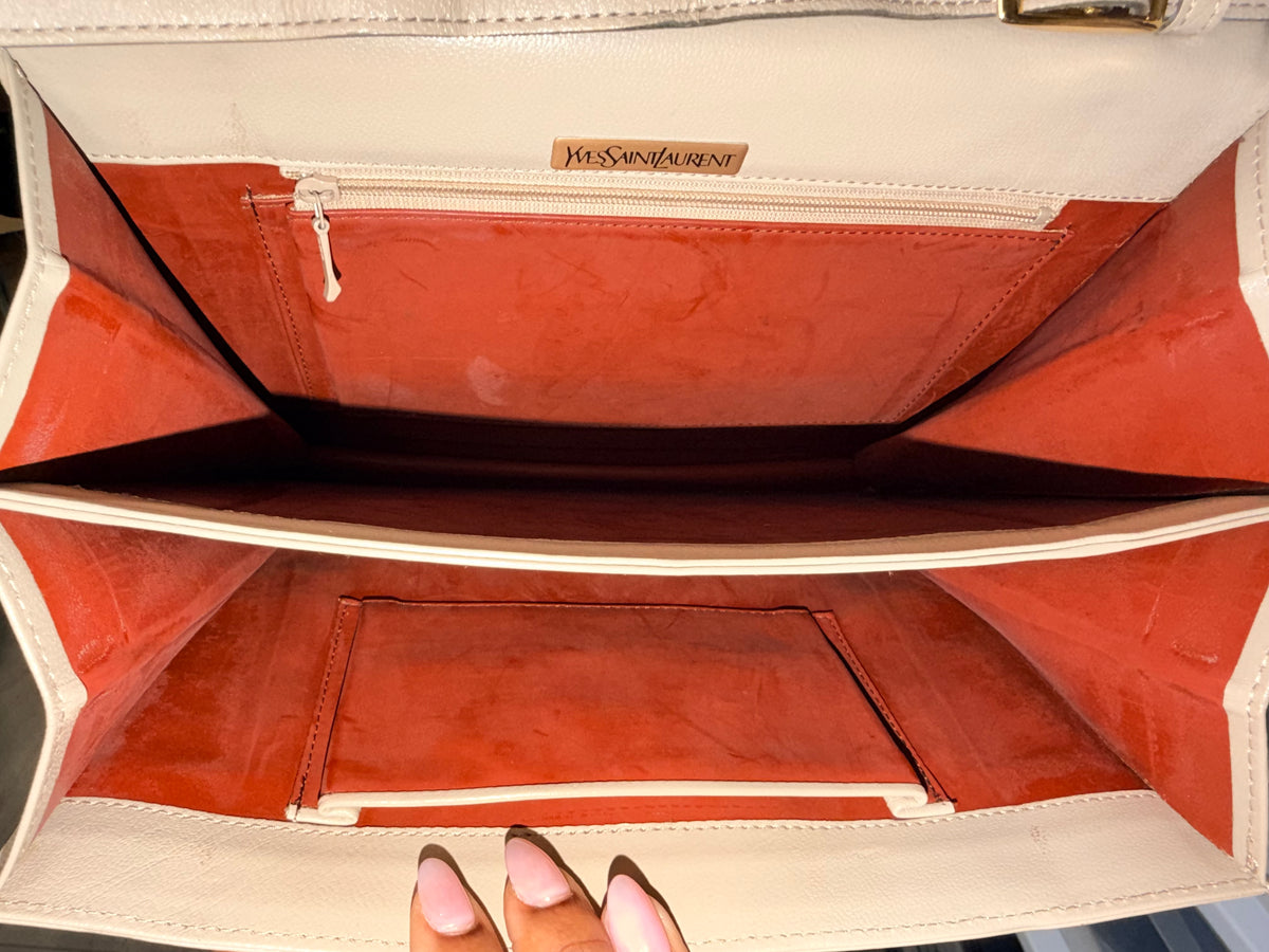 Yves Saint Laurent Leather & Woven Shoulder Bag