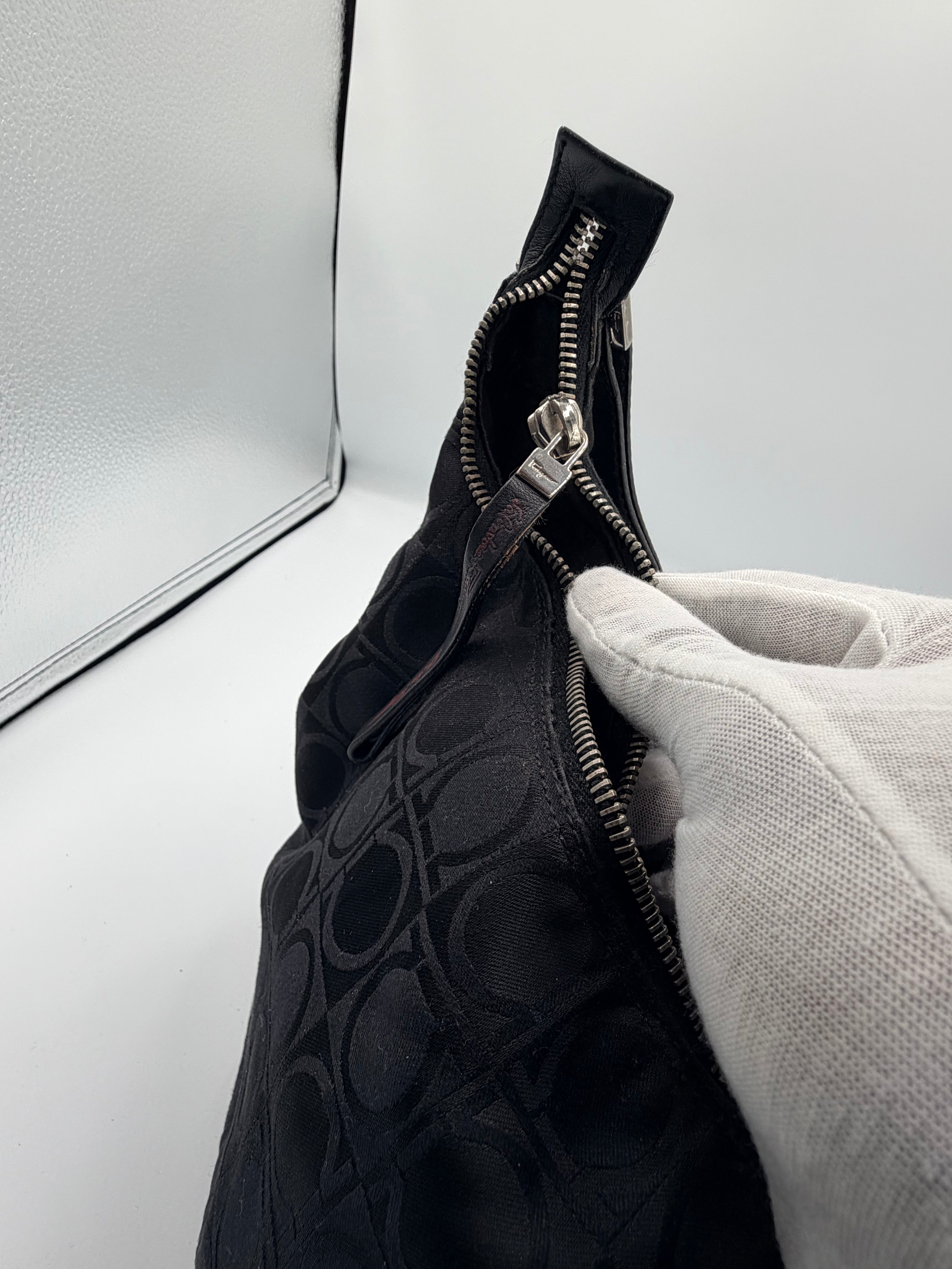 Salvatore Ferragamo Gancini Black Shoulder Bag Jacquard Logo Bag