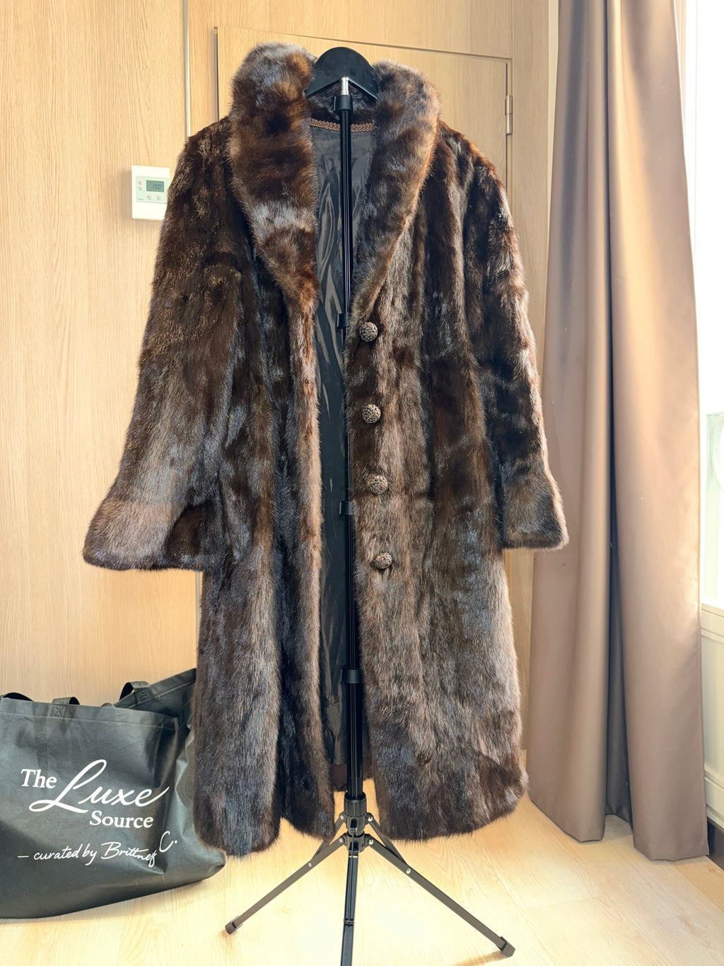 Vintage Dark Mahogany Mink Fur Coat – XL -018