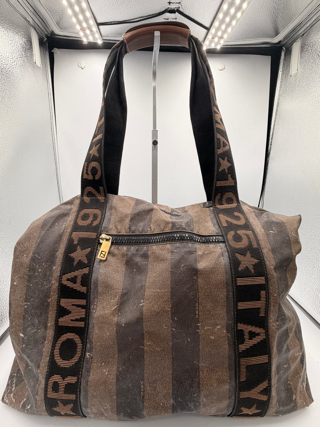 Fendi Roma 1925 Striped Large Duffle Bag