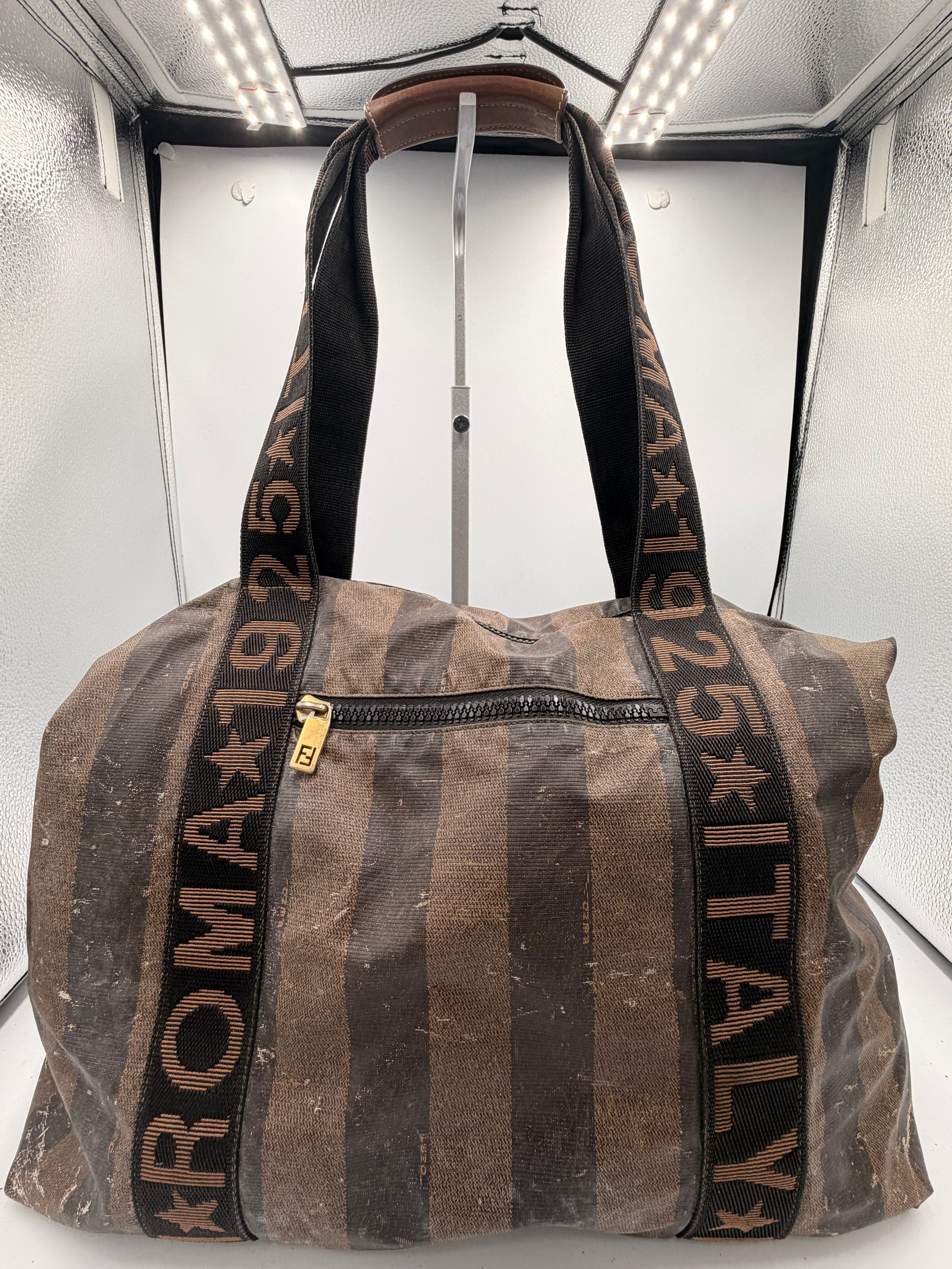 Fendi Roma 1925 Striped Large Duffle Bag
