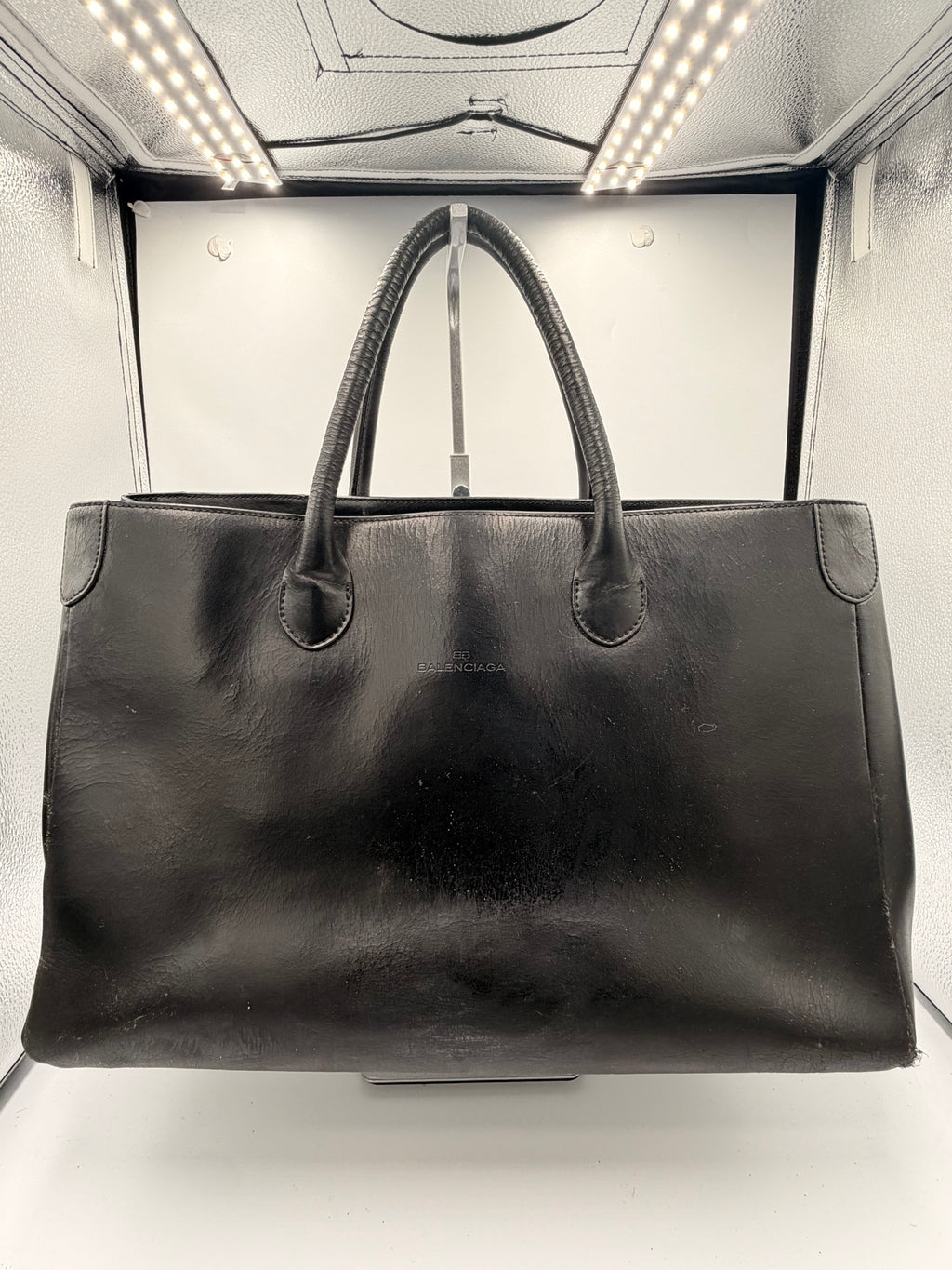 Balenciaga Black Leather Tote Bag
