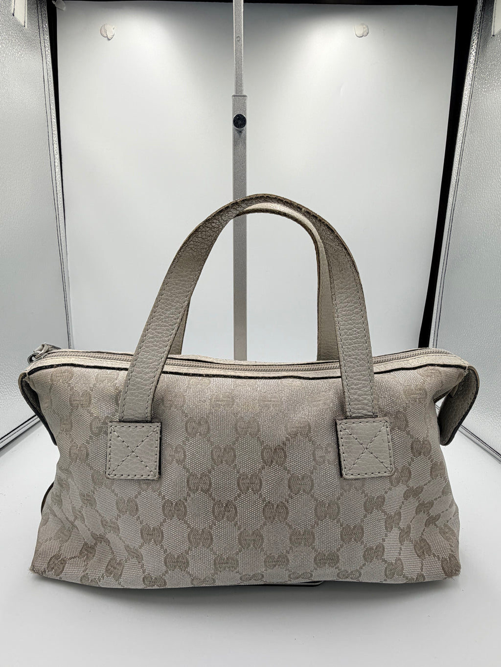Gucci GG Canvas Mini Boston Bag - Silver