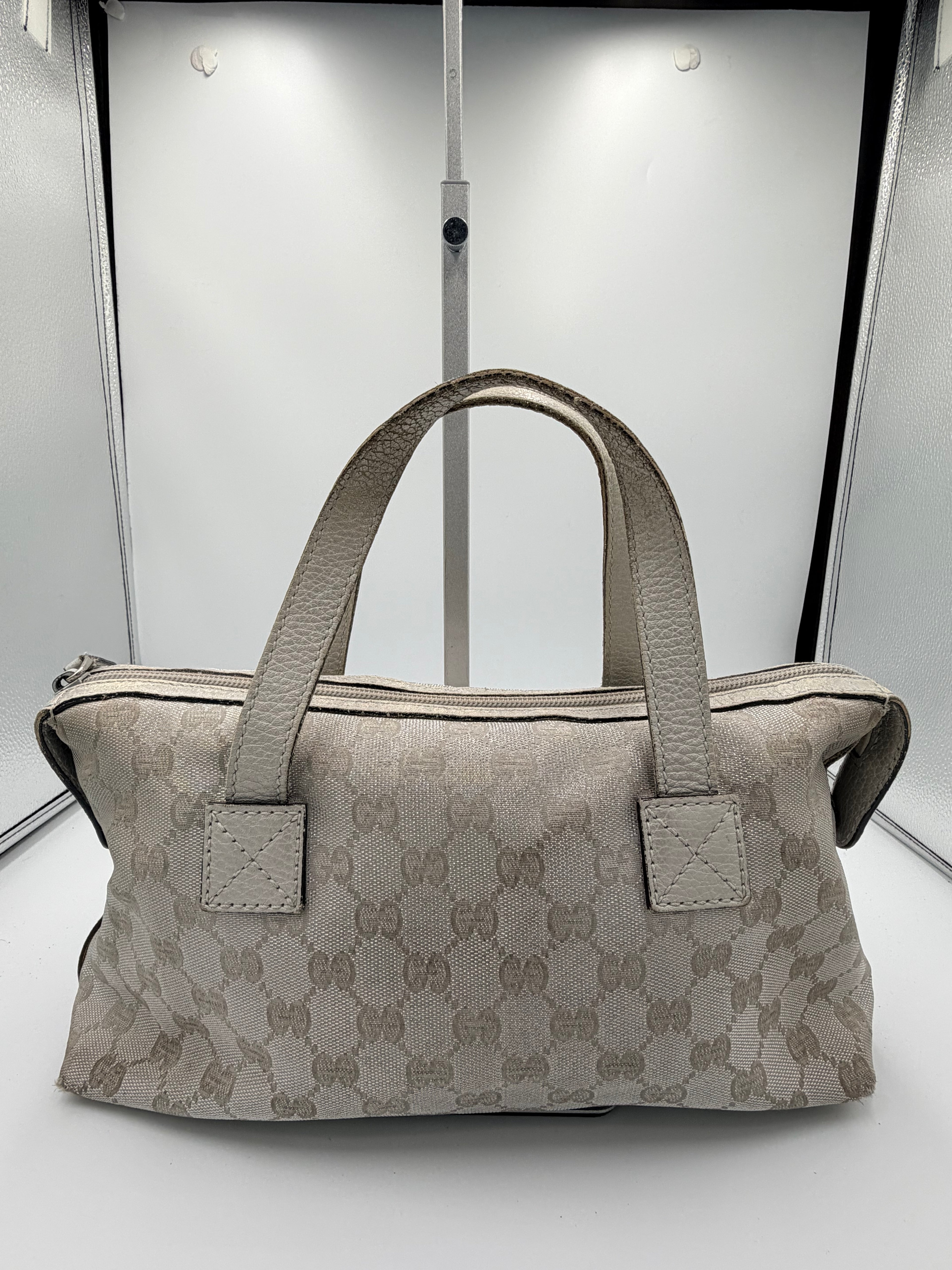 Gucci GG Canvas Mini Boston Bag - Silver