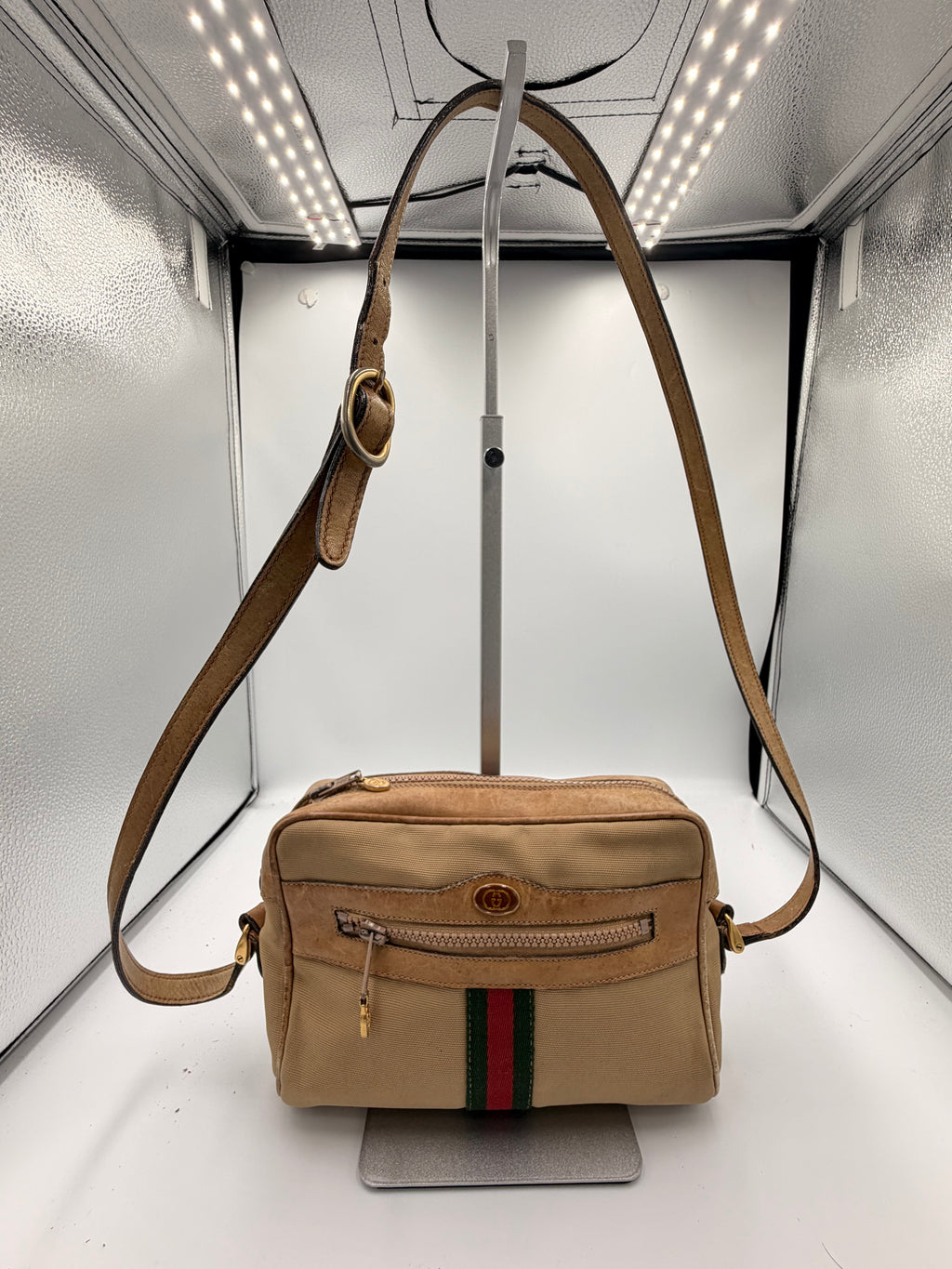 Gucci Web Canvas Crossbody Bag