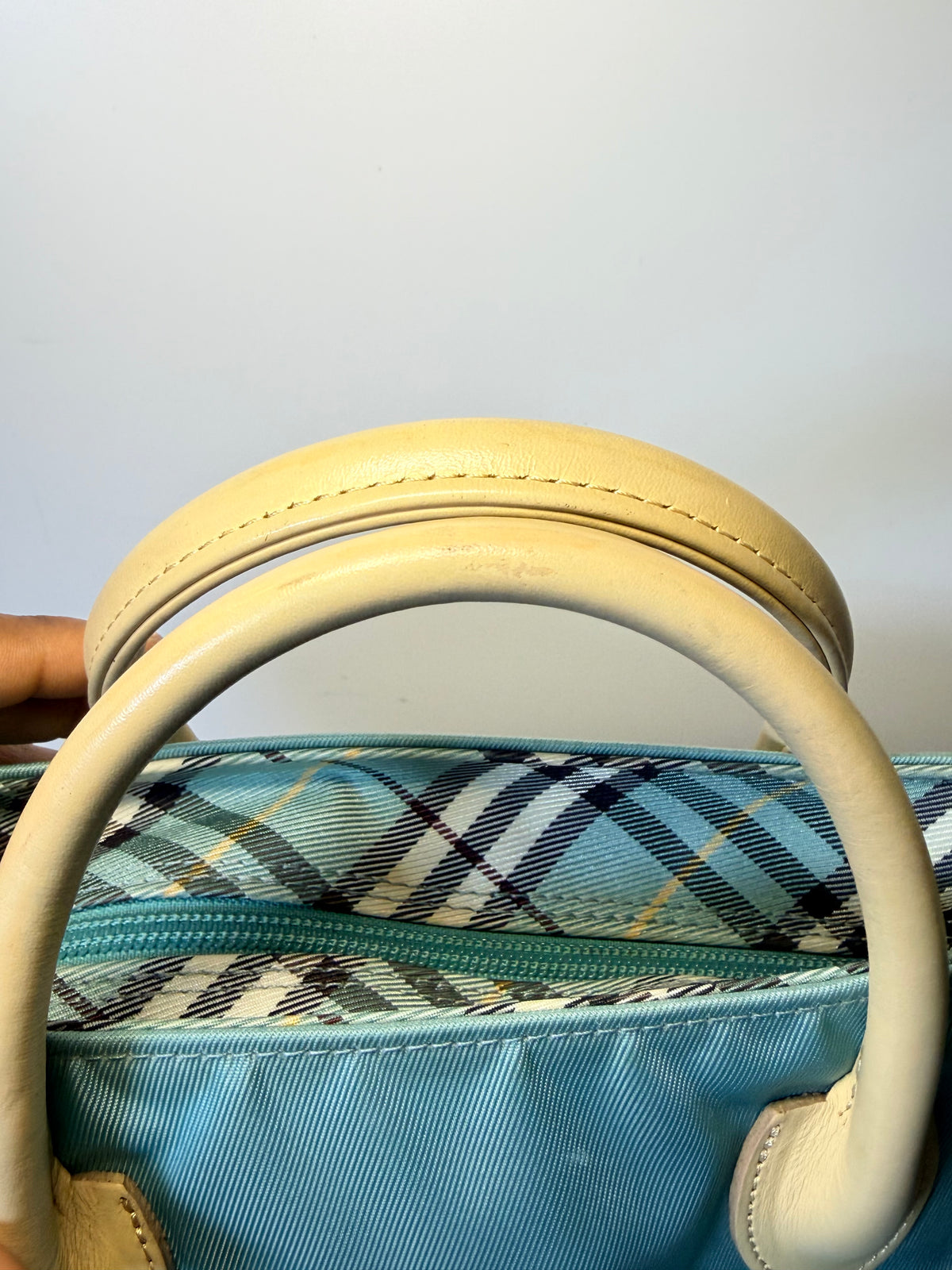 Burberry Blue Label Nova Check Aqua Blue Mini Tote Bag