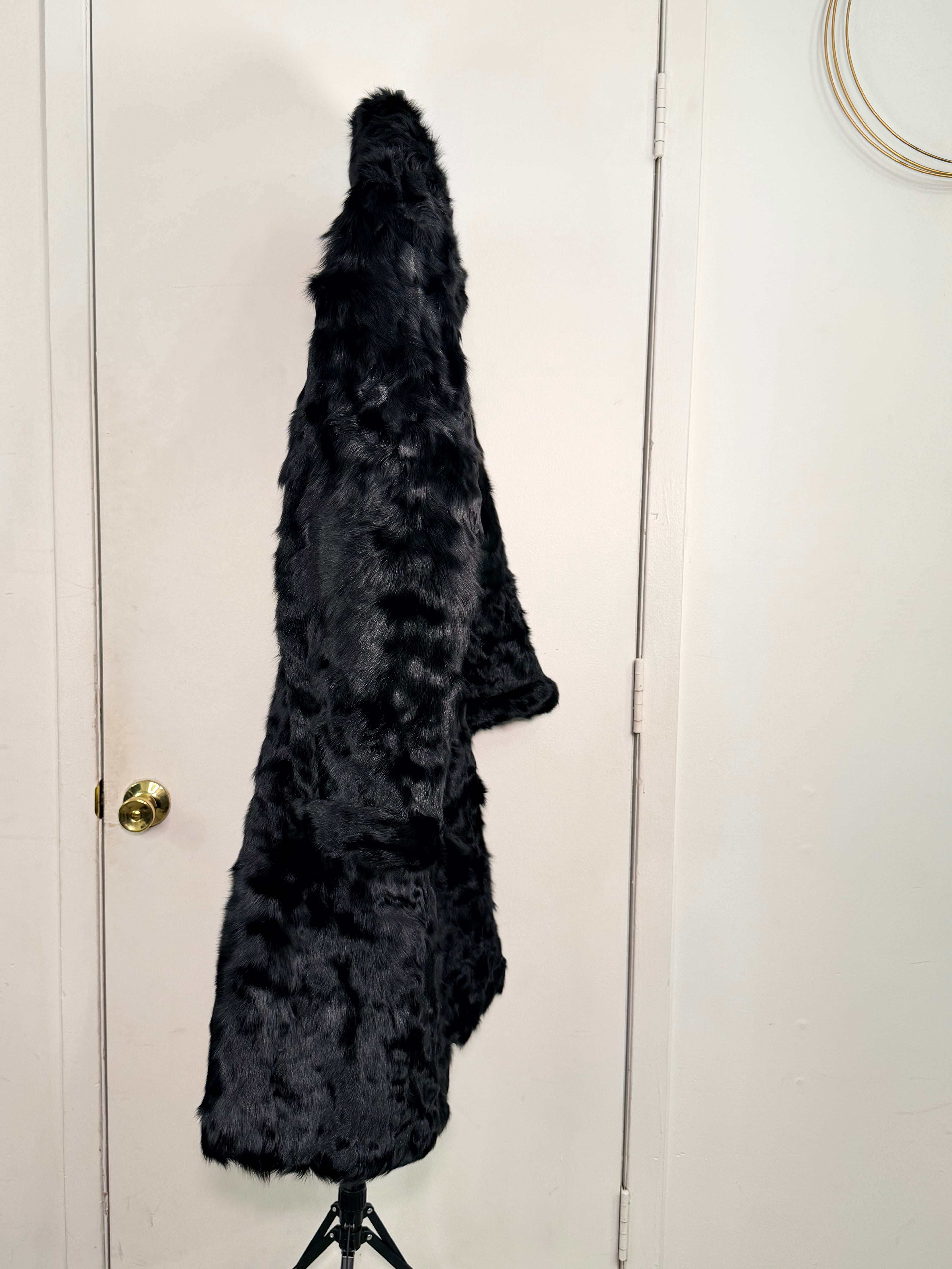 Vintage Rabbit Fur Coat – Jet Black (XL)