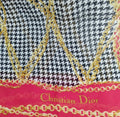 Christian Dior Houndstooth & Chain Print Silk Scarf – Red, Black & Gold