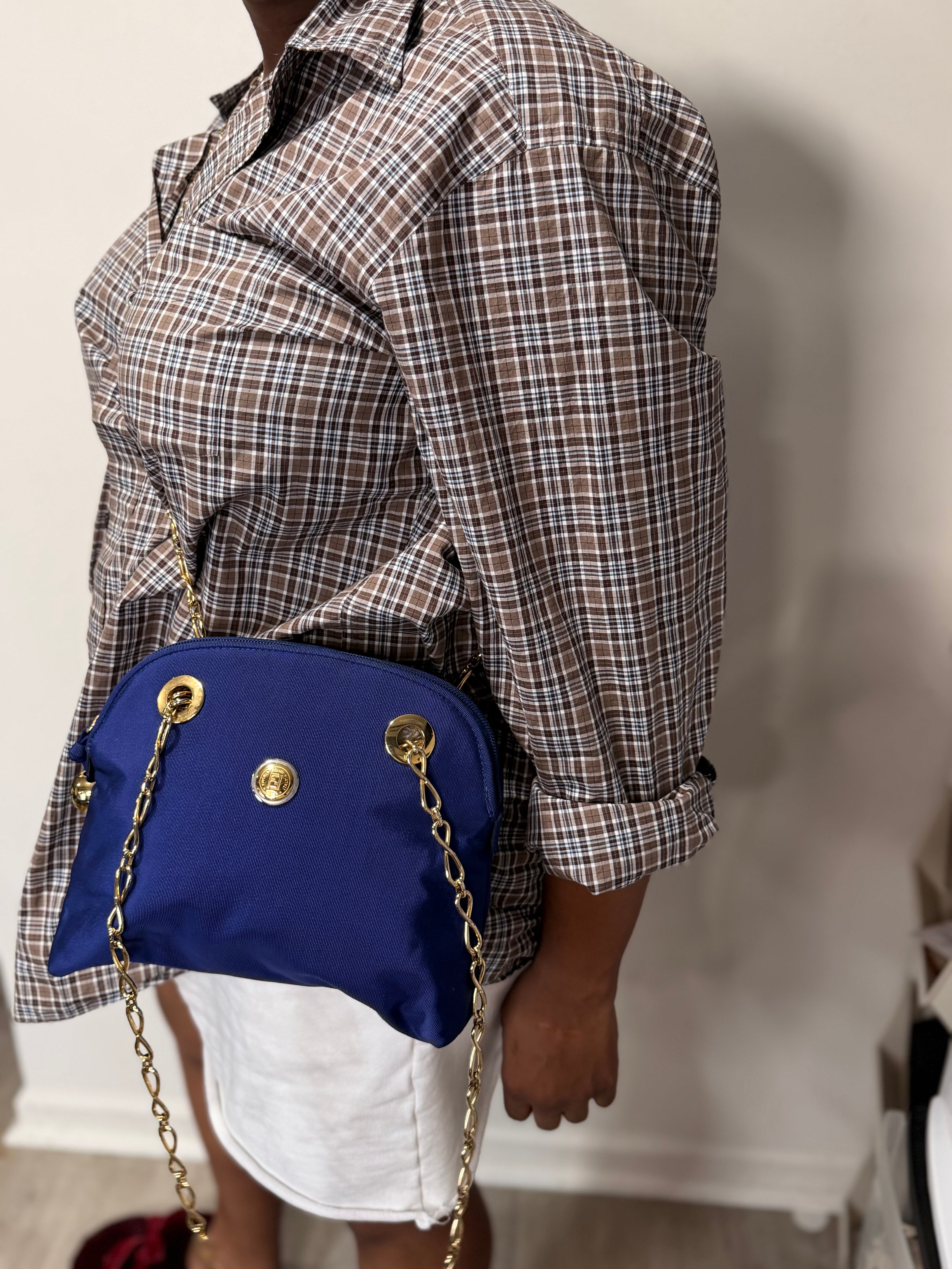 Fendi Royal Blue Chain Shoulder Bag