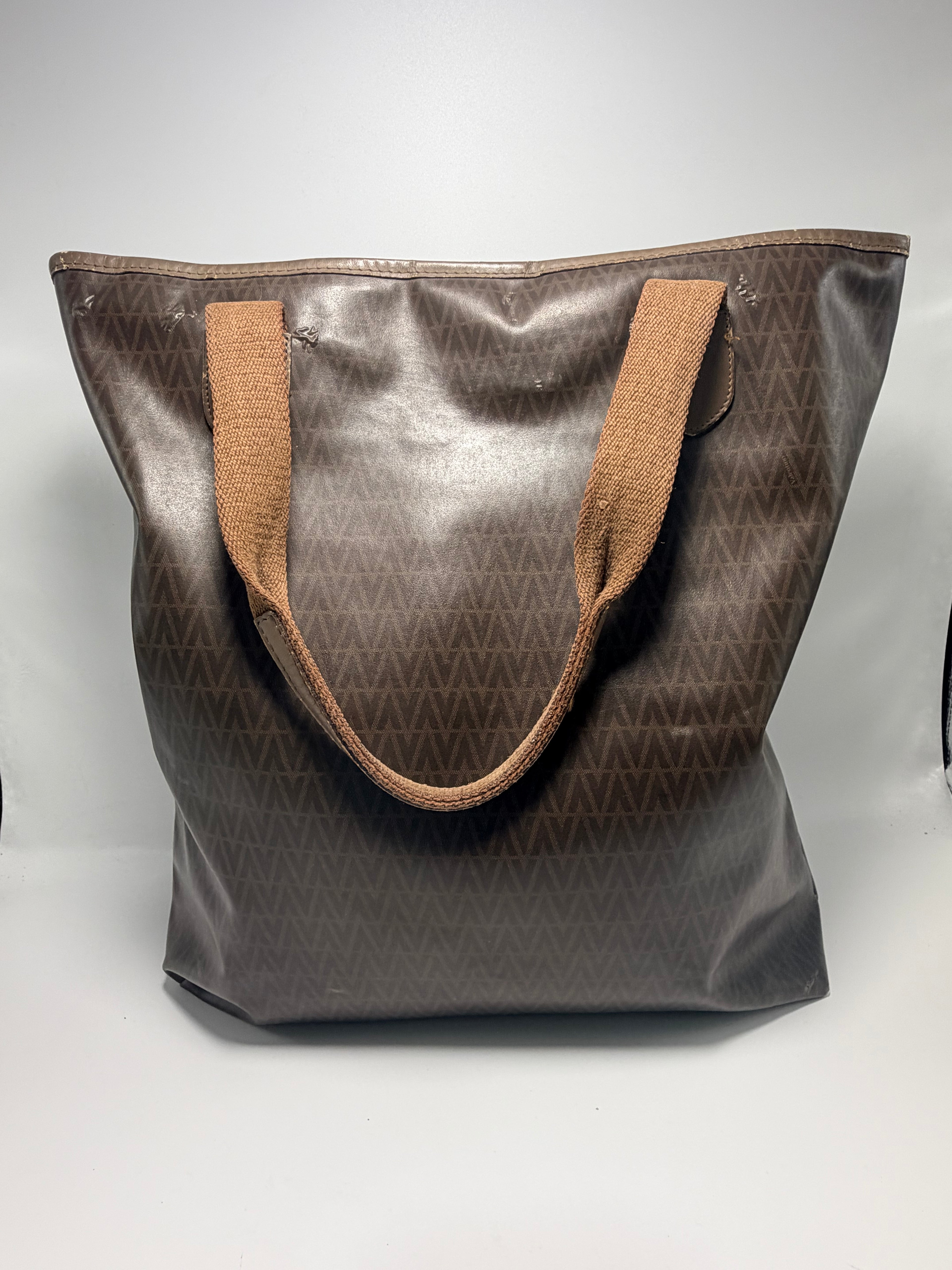 VALENTINO GARAVANI Monogram Coated Canvas Tote – Brown