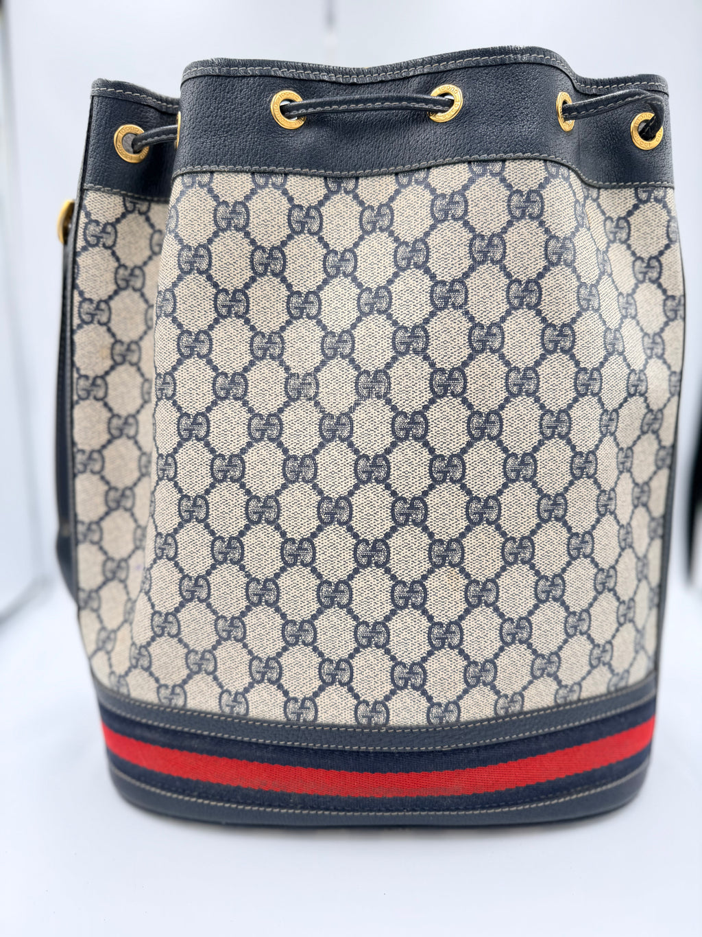 Gucci GG Supreme Web Stripe Bucket Bag