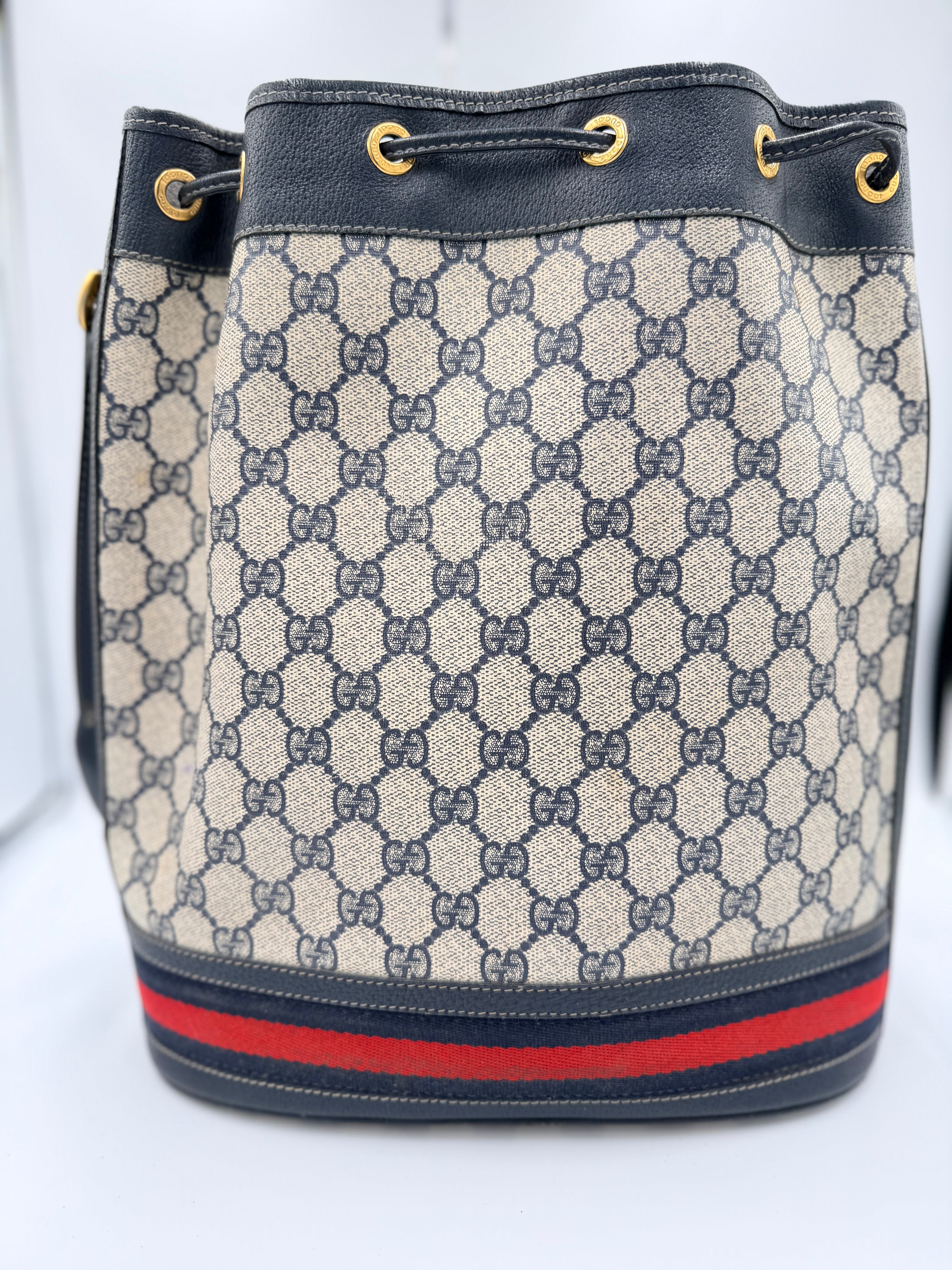 Gucci GG Supreme Web Stripe Bucket Bag