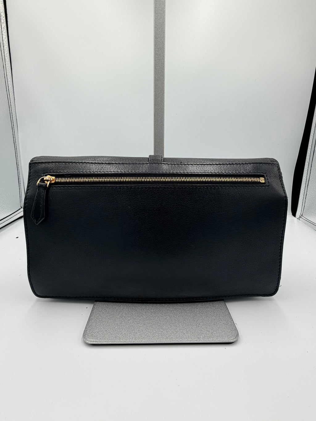 Fendi Black Leather Envelope Clutch