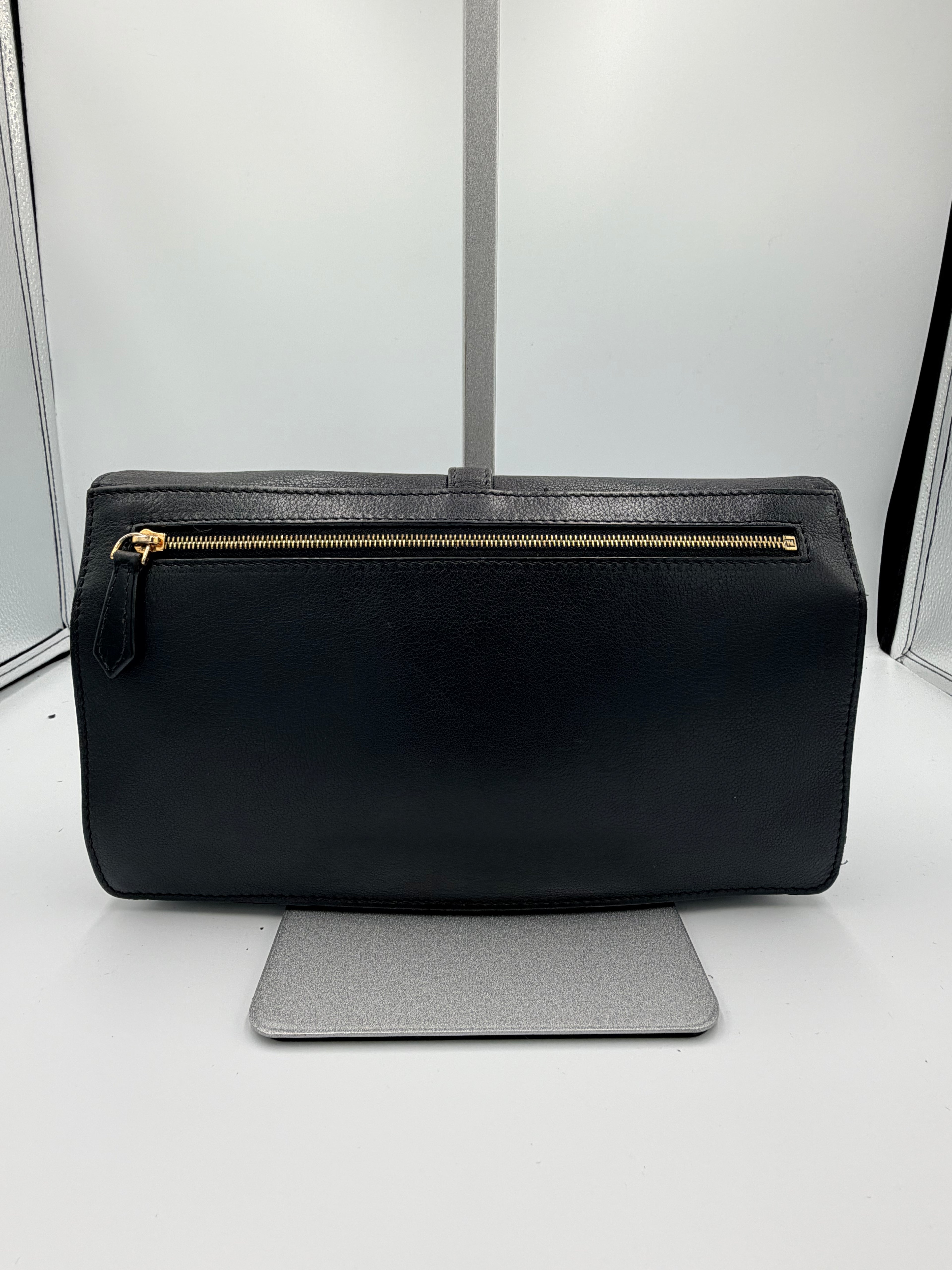 Fendi Black Leather Envelope Clutch