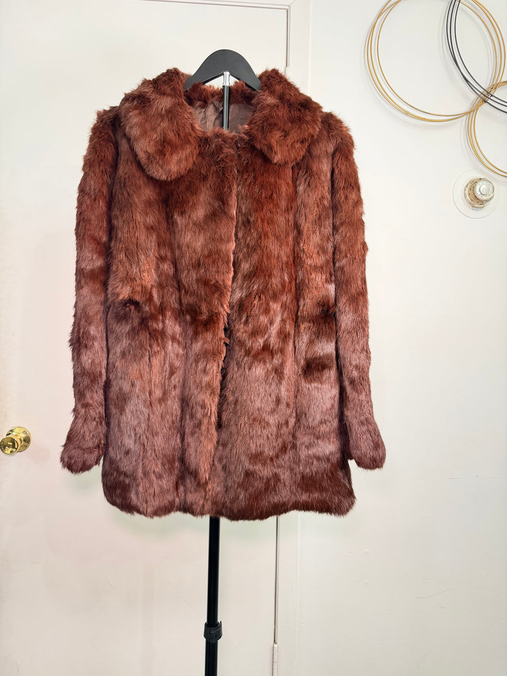 Vintage Rabbit Fur Coat – Warm Chestnut Brown (Medium)