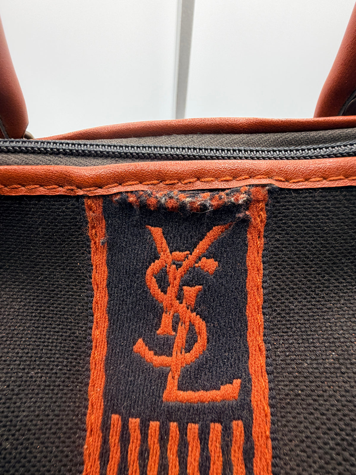 Yves Saint Laurent YSL Black Canvas Boston Bag