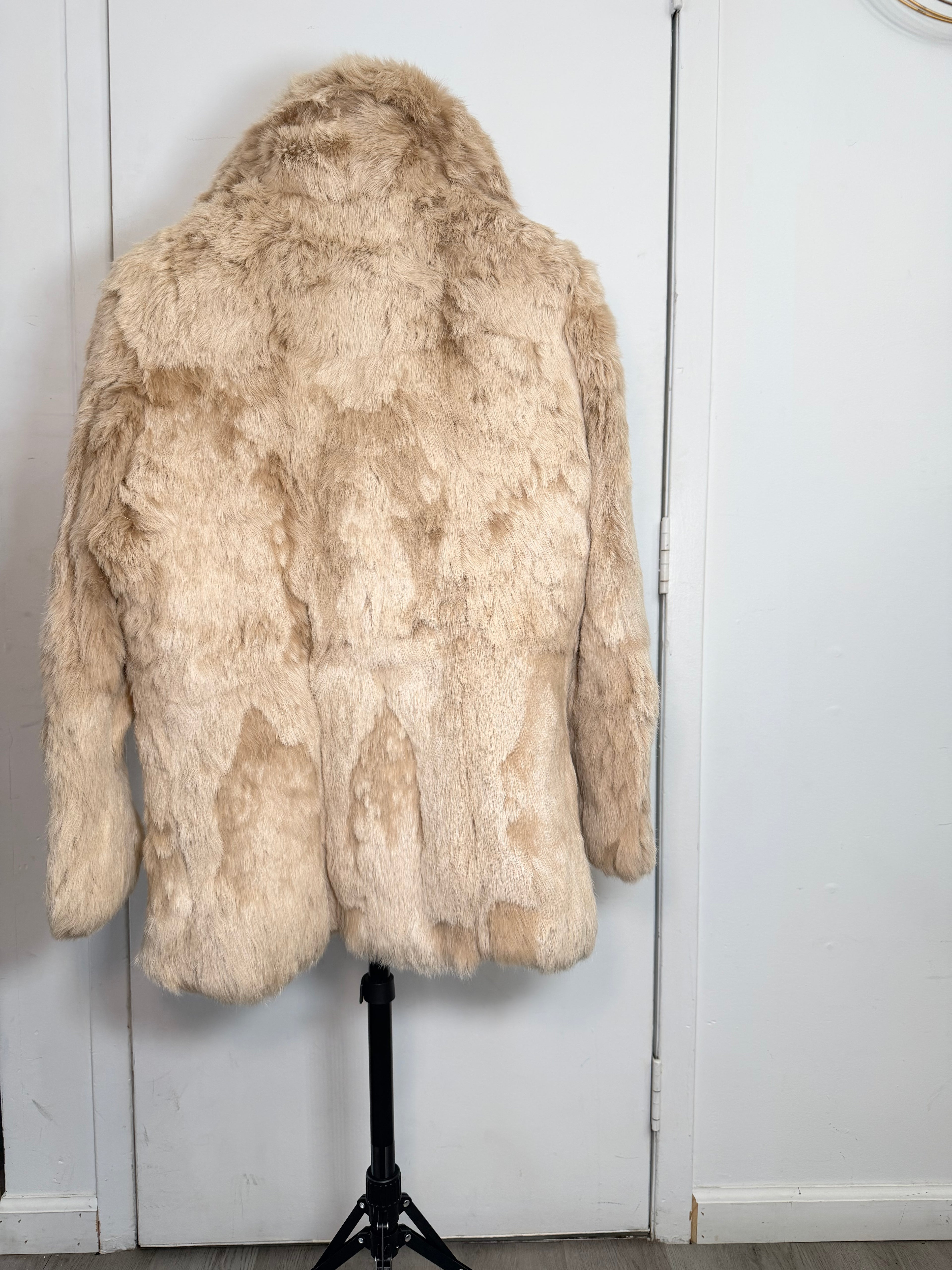 Vintage Cream Rabbit Fur Coat – Medium 027
