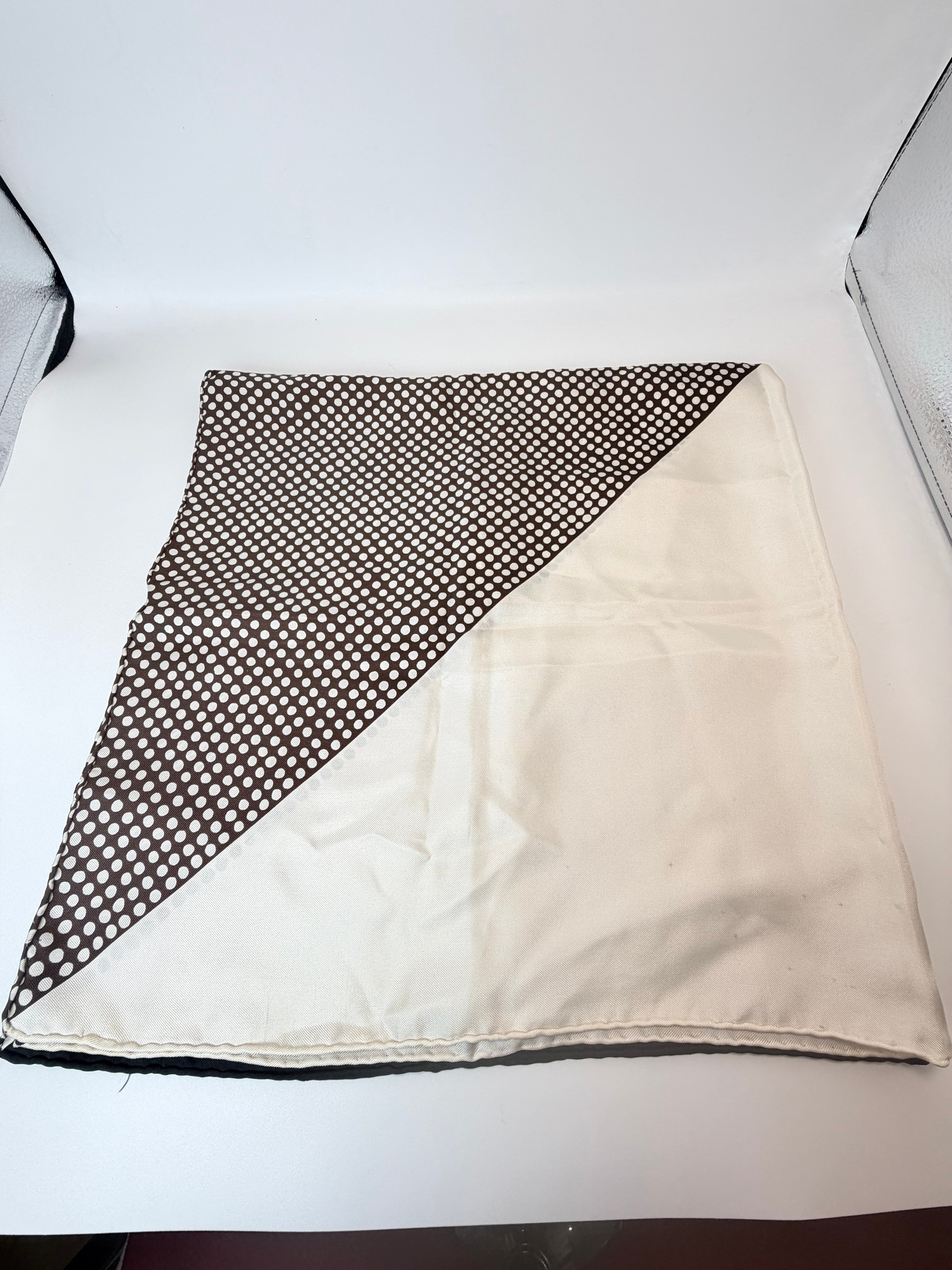 Yves Saint Laurent Silk Scarf – Polka Dot Colorblock
