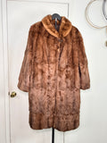 Vintage Mink Fur Coat with Fox Collar – Deep Brown (XL / 1X)