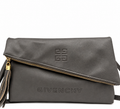Givenchy Gray Foldover Tassel Clutch / Shoulder / Crossbody Bag