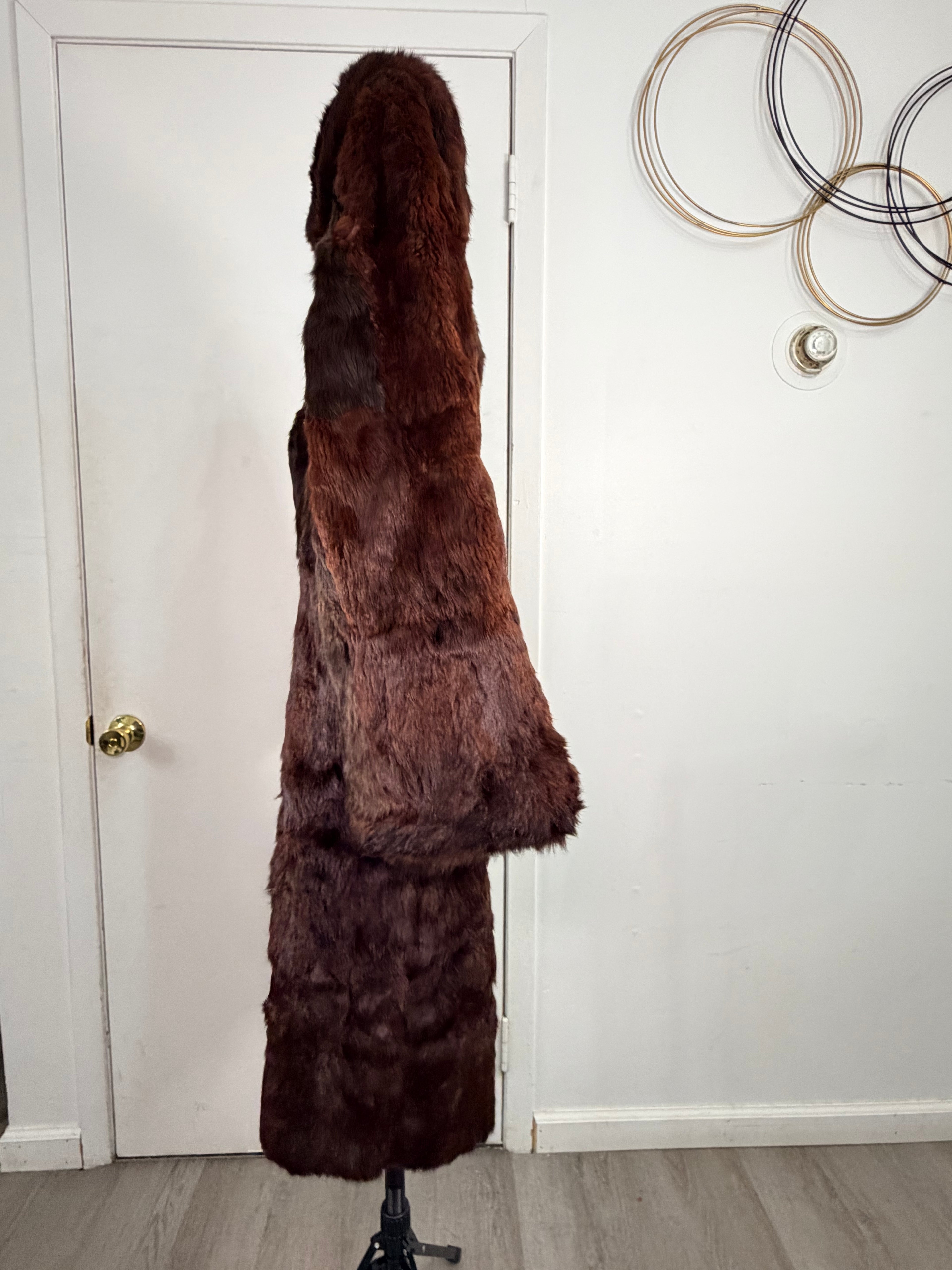 Vintage Mink Fur Coat – Deep Chestnut Brown (XL)