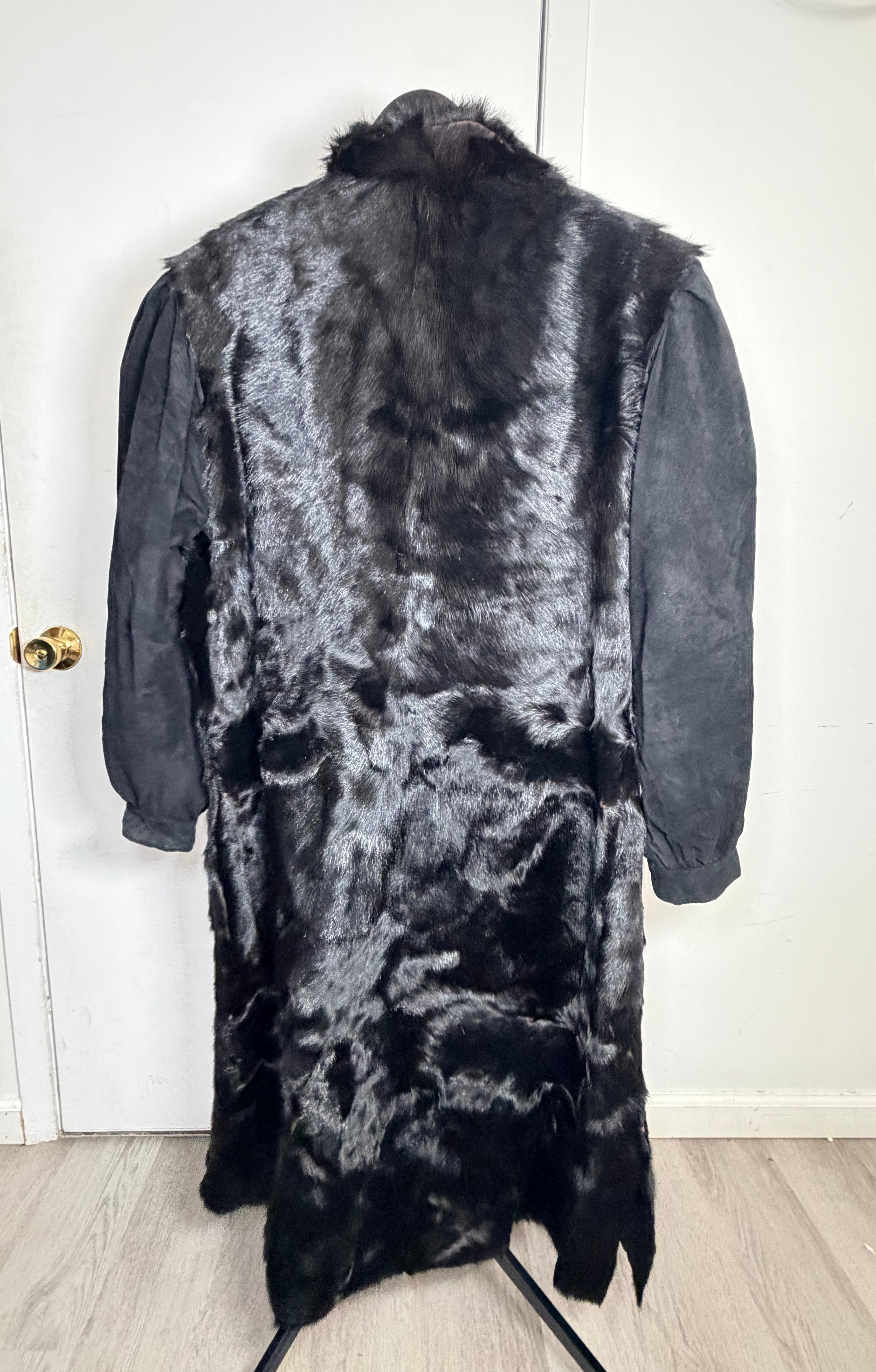 Vintage Black Mink & Suede Coat – Large 036