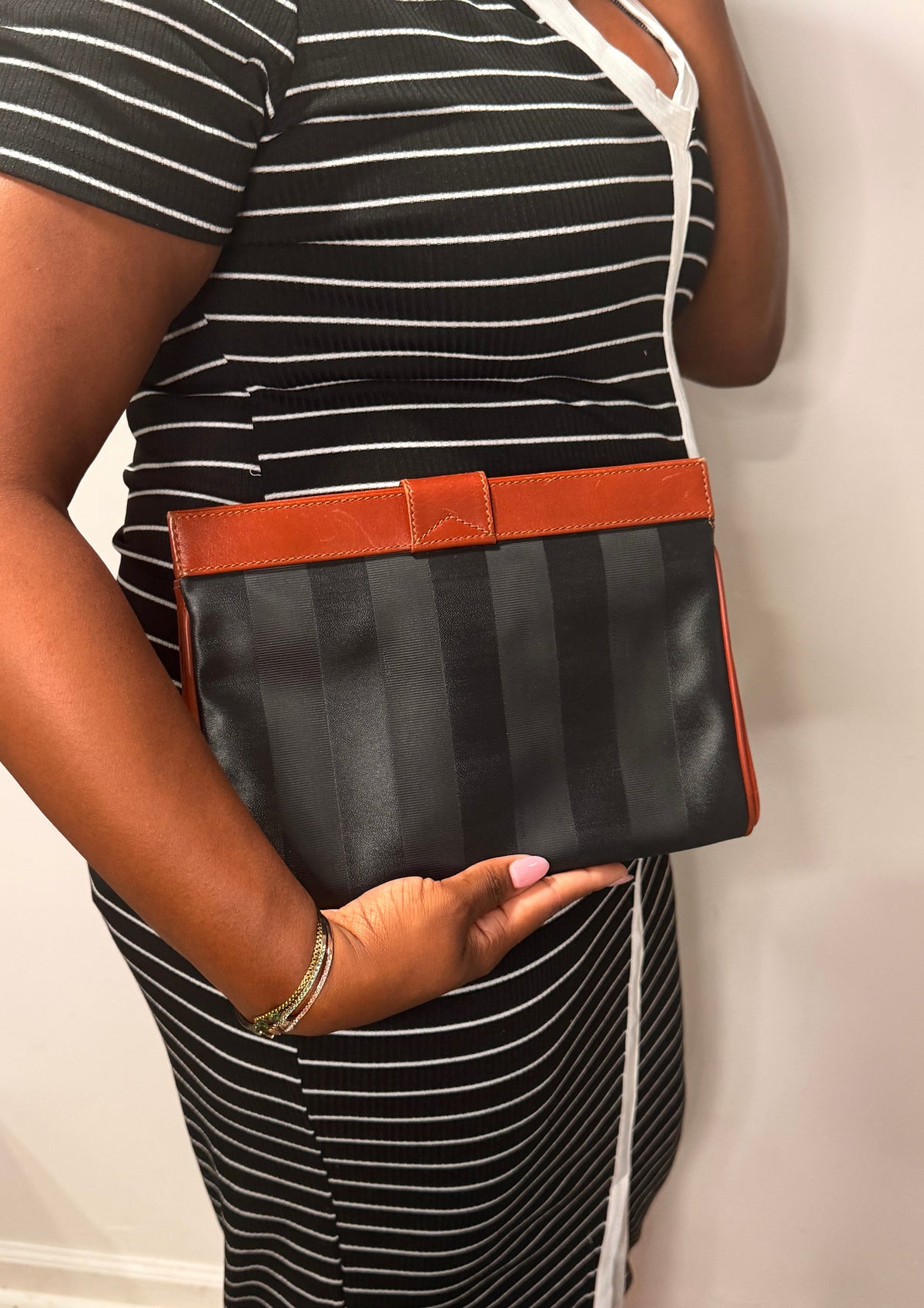 Fendi Pequin Stripe Clutch
