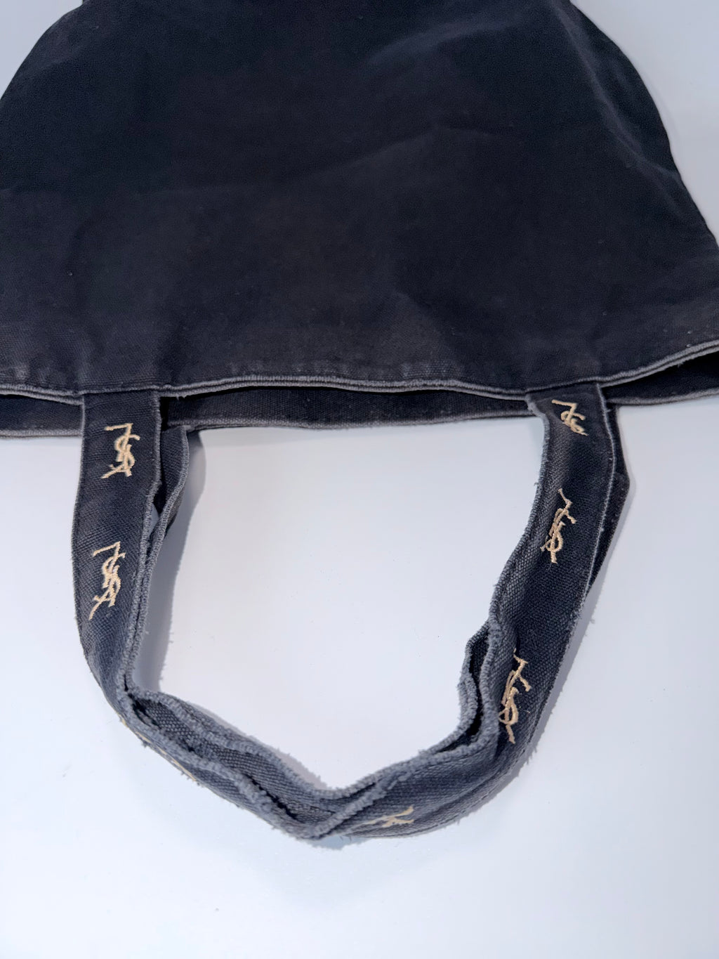 Yves Saint Laurent (YSL) Black Canvas Tote with Gold Monogram