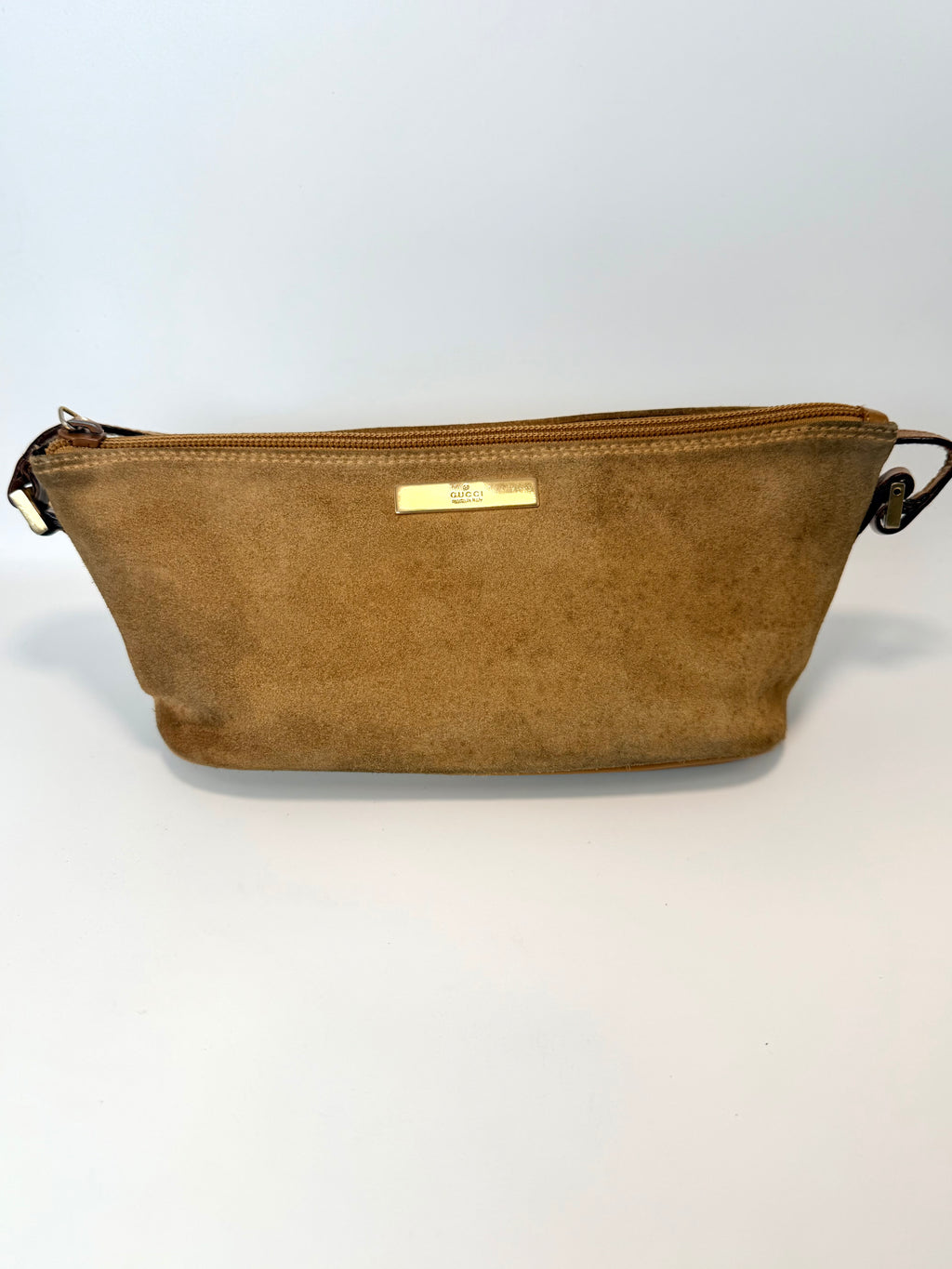 Vintage Gucci Suede Mini Shoulder Bag — Camel Brown