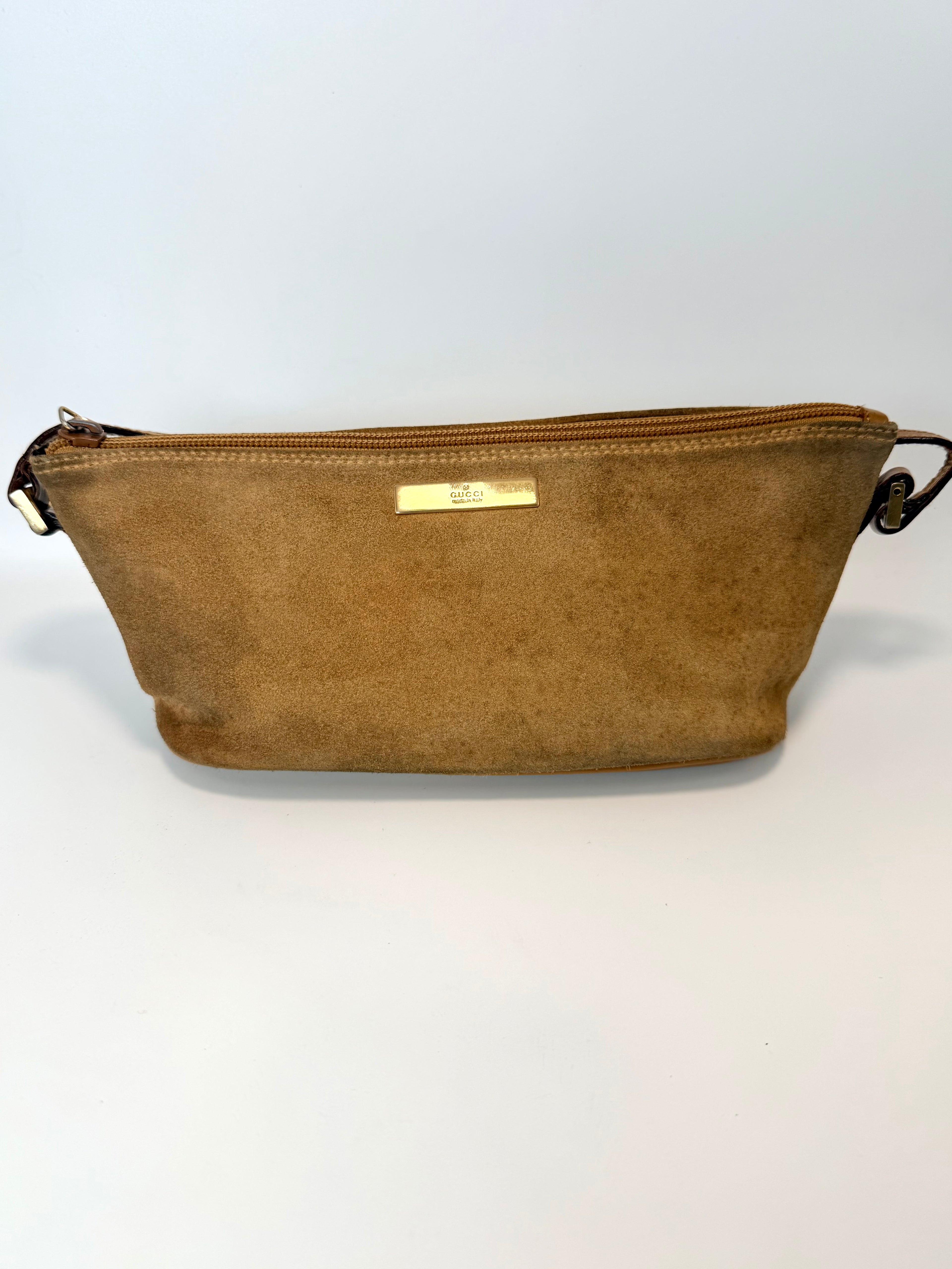 Vintage Gucci Suede Mini Shoulder Bag — Camel Brown