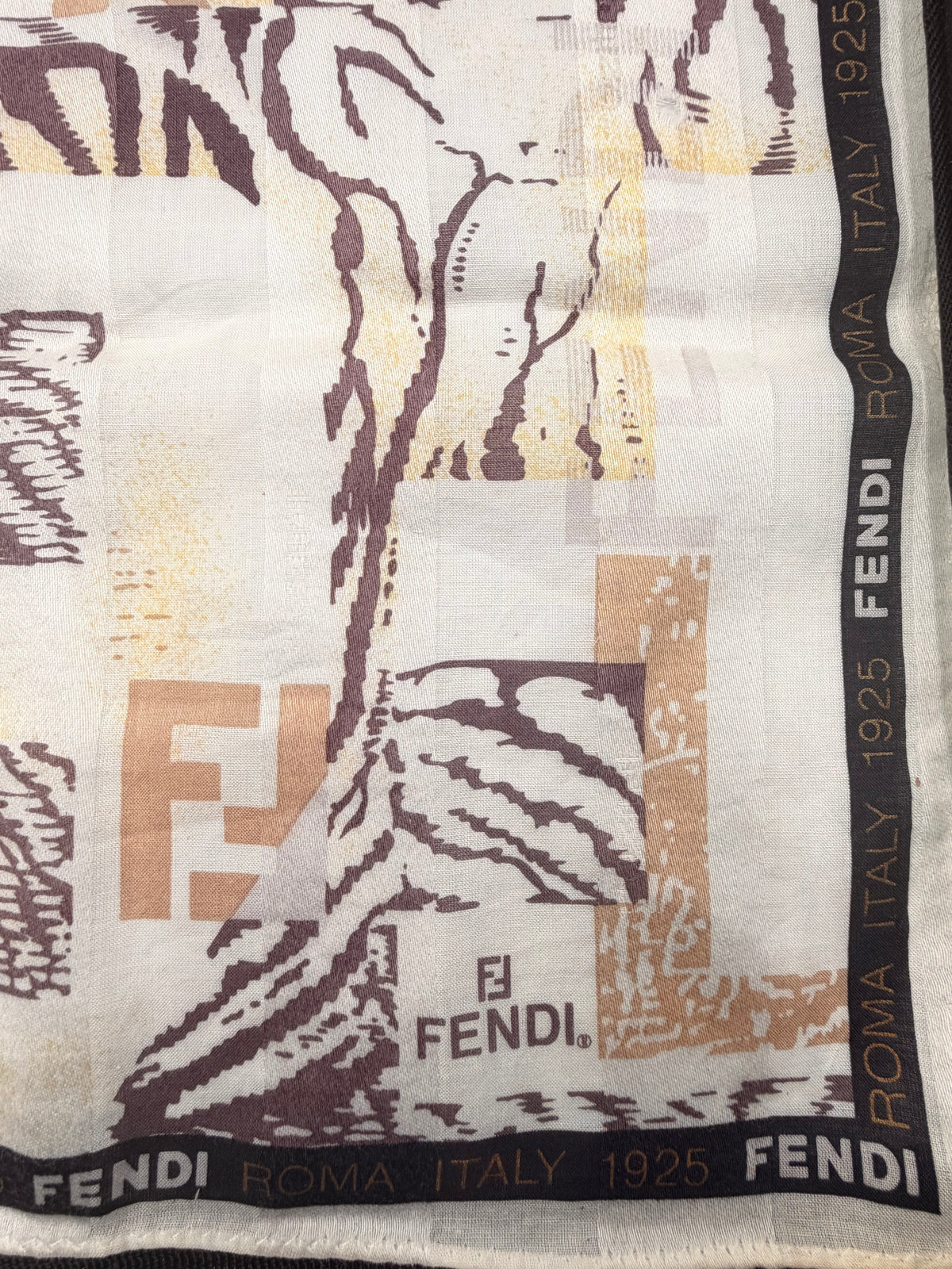 Fendi Roma 1925 Animal Print Logo Scarf