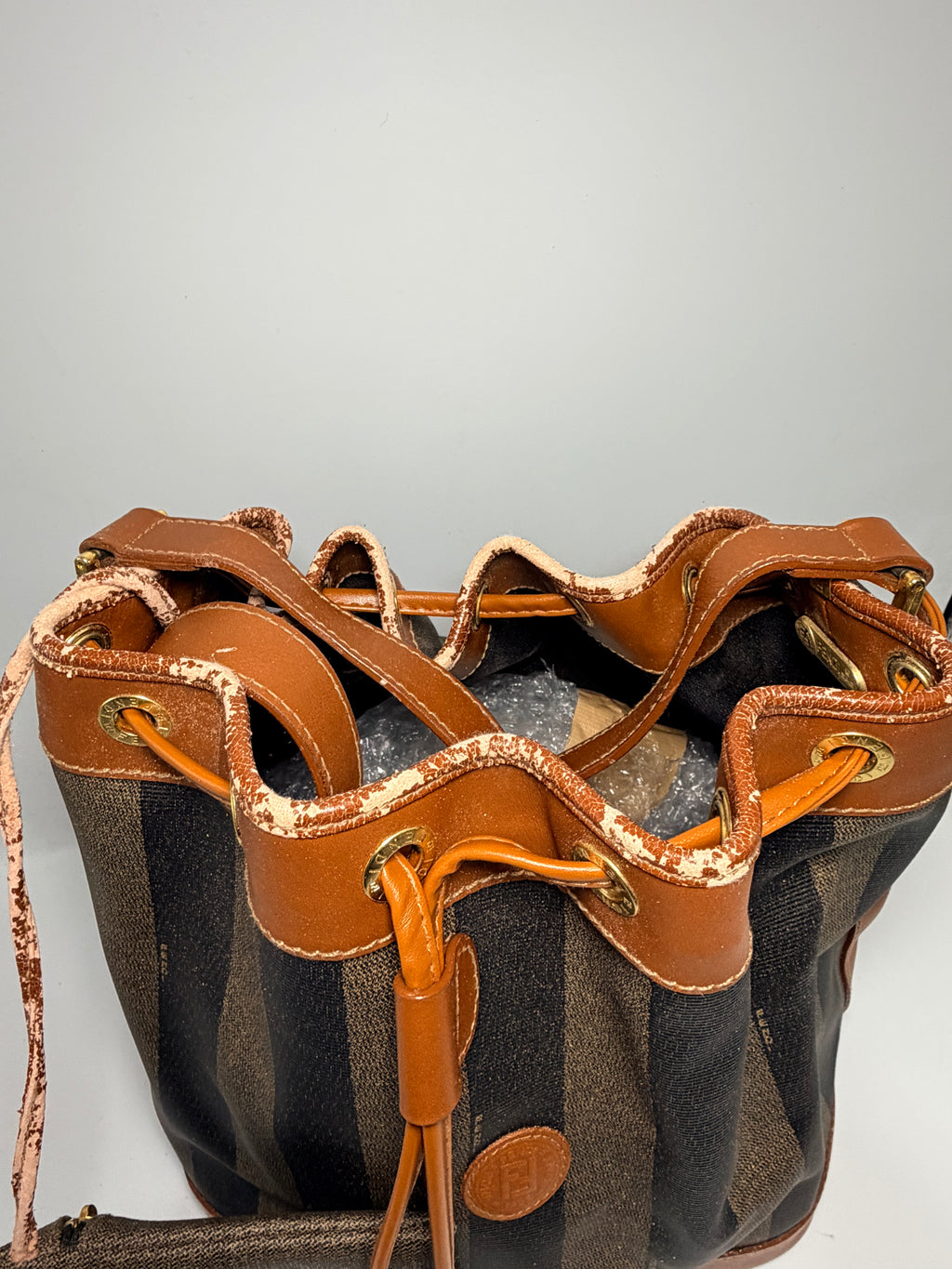 Fendi Vintage Pequin Stripe Bucket Bag