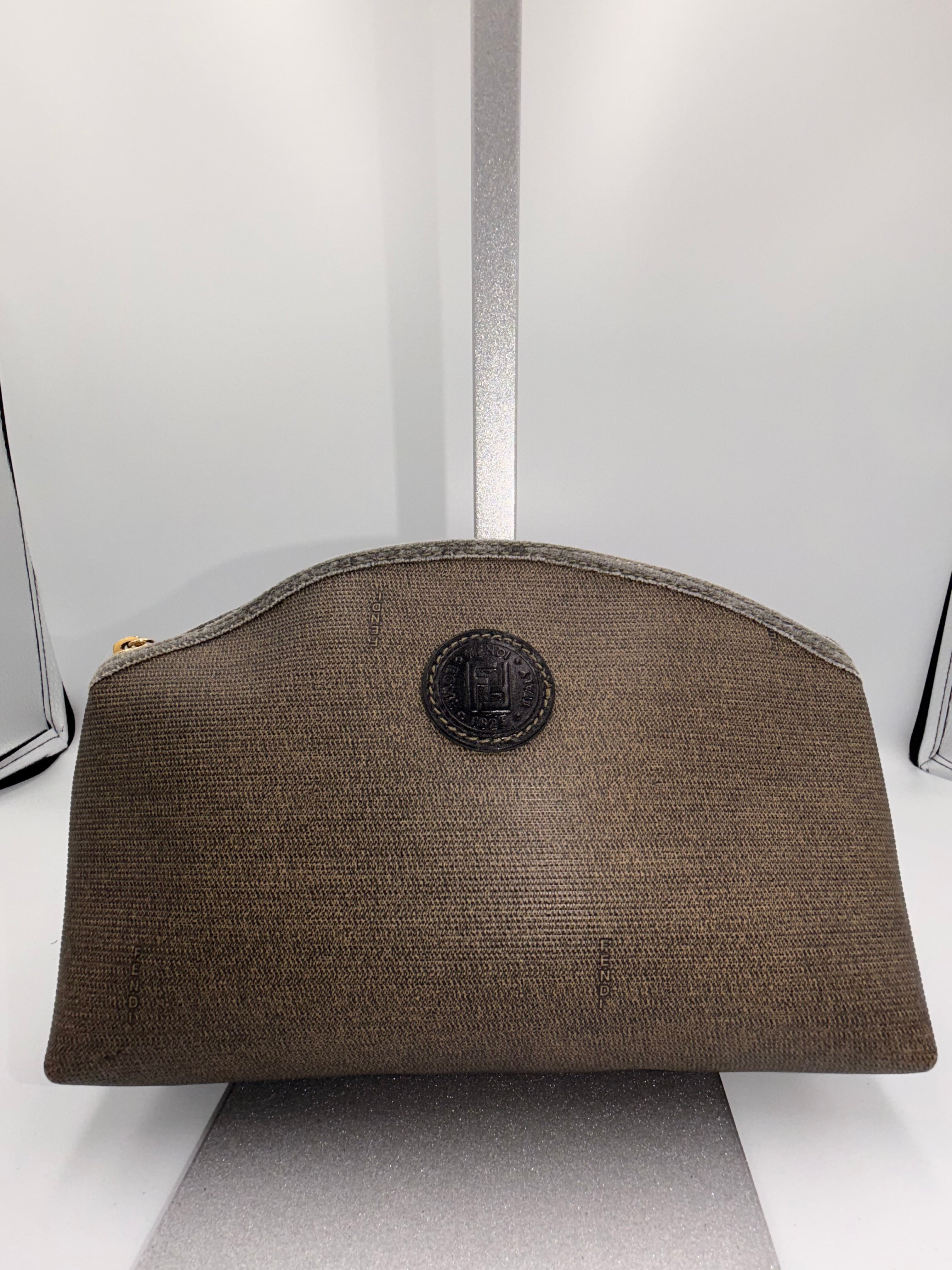 Fendi Vintage Fendi Zucchino Pouch (Brown/Black)