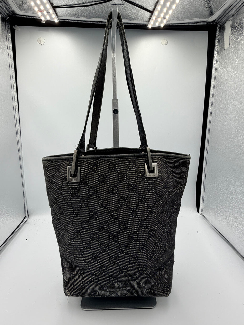 Gucci GG Denim Canvas Tote Bag - Black