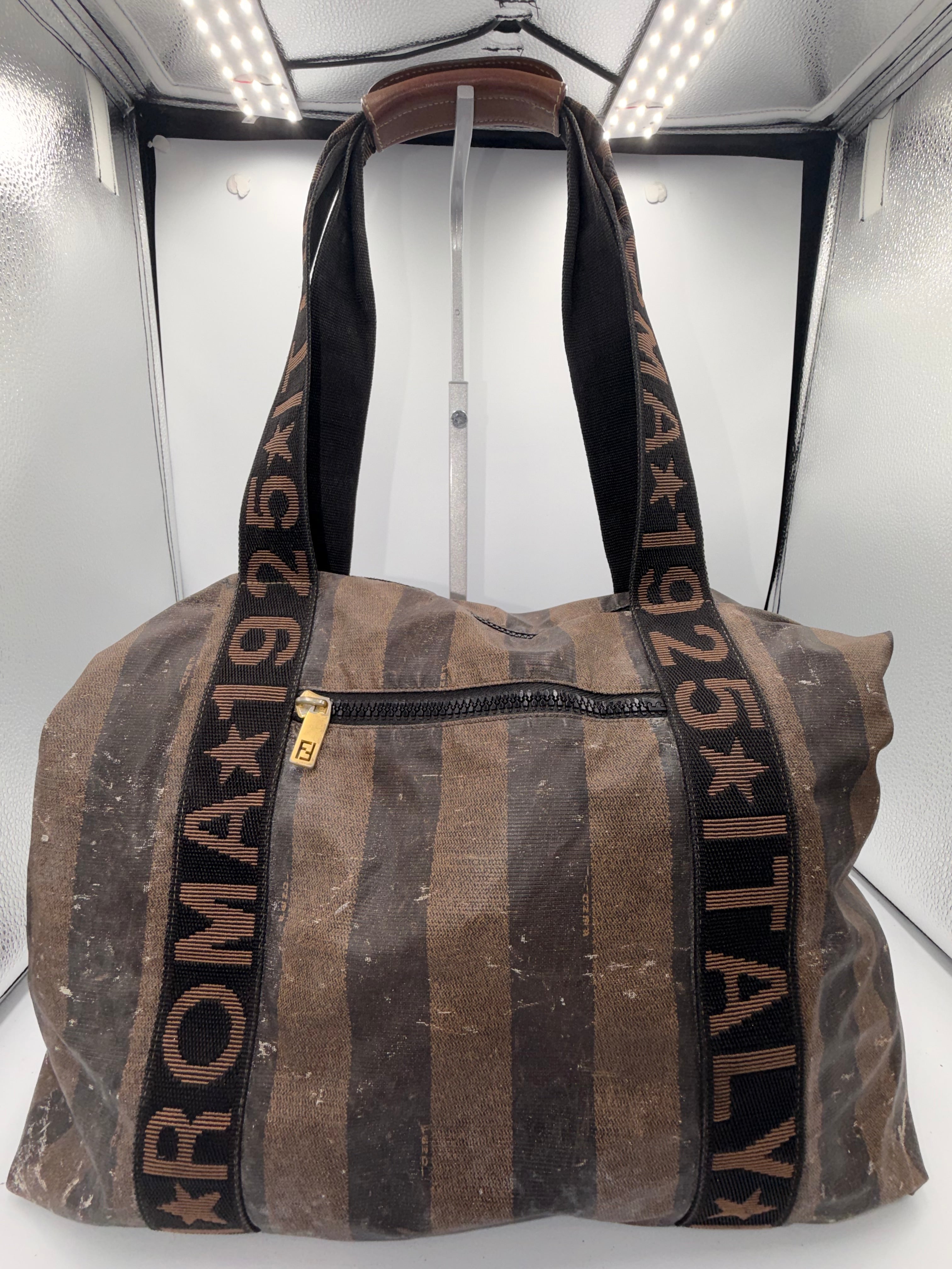 Fendi Roma 1925 Striped Large Duffle Bag