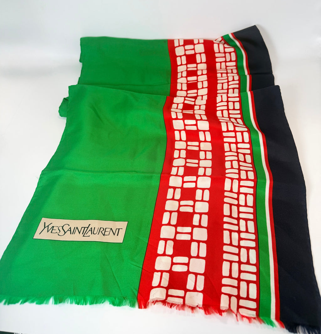 Yves Saint Laurent Color-Block Silk Scarf