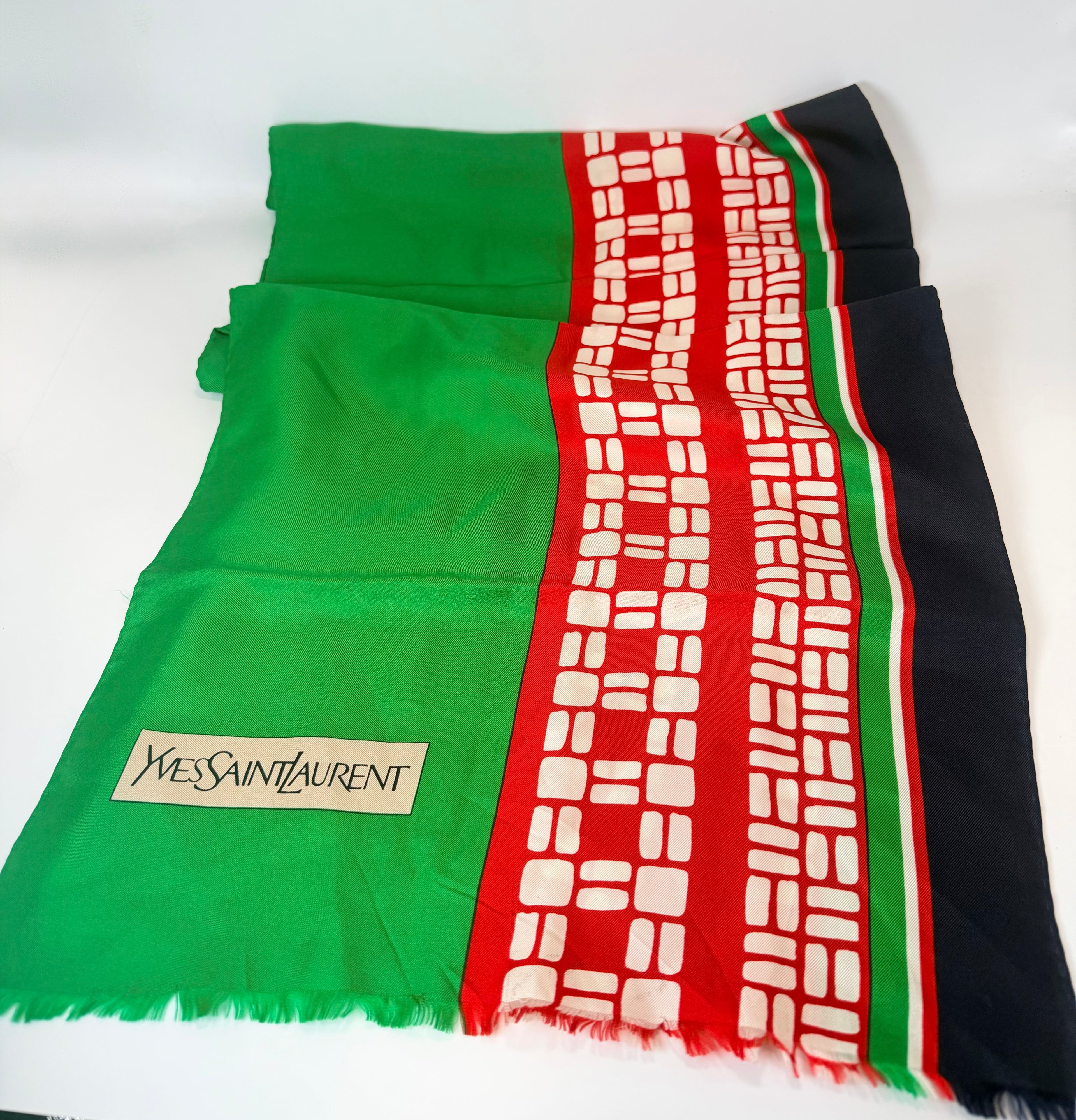 Yves Saint Laurent Color-Block Silk Scarf
