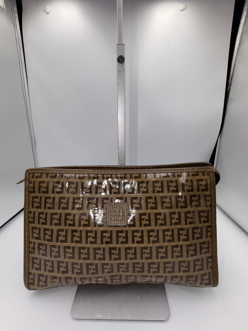 FENDI Vintage Zucca Logo Clutch – Brown Coated Canvas
