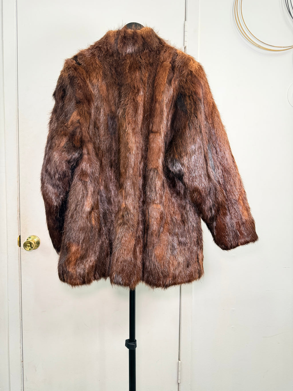 Vintage Real Rabbit Fur Coat – Rich Chestnut Brown (Medium)