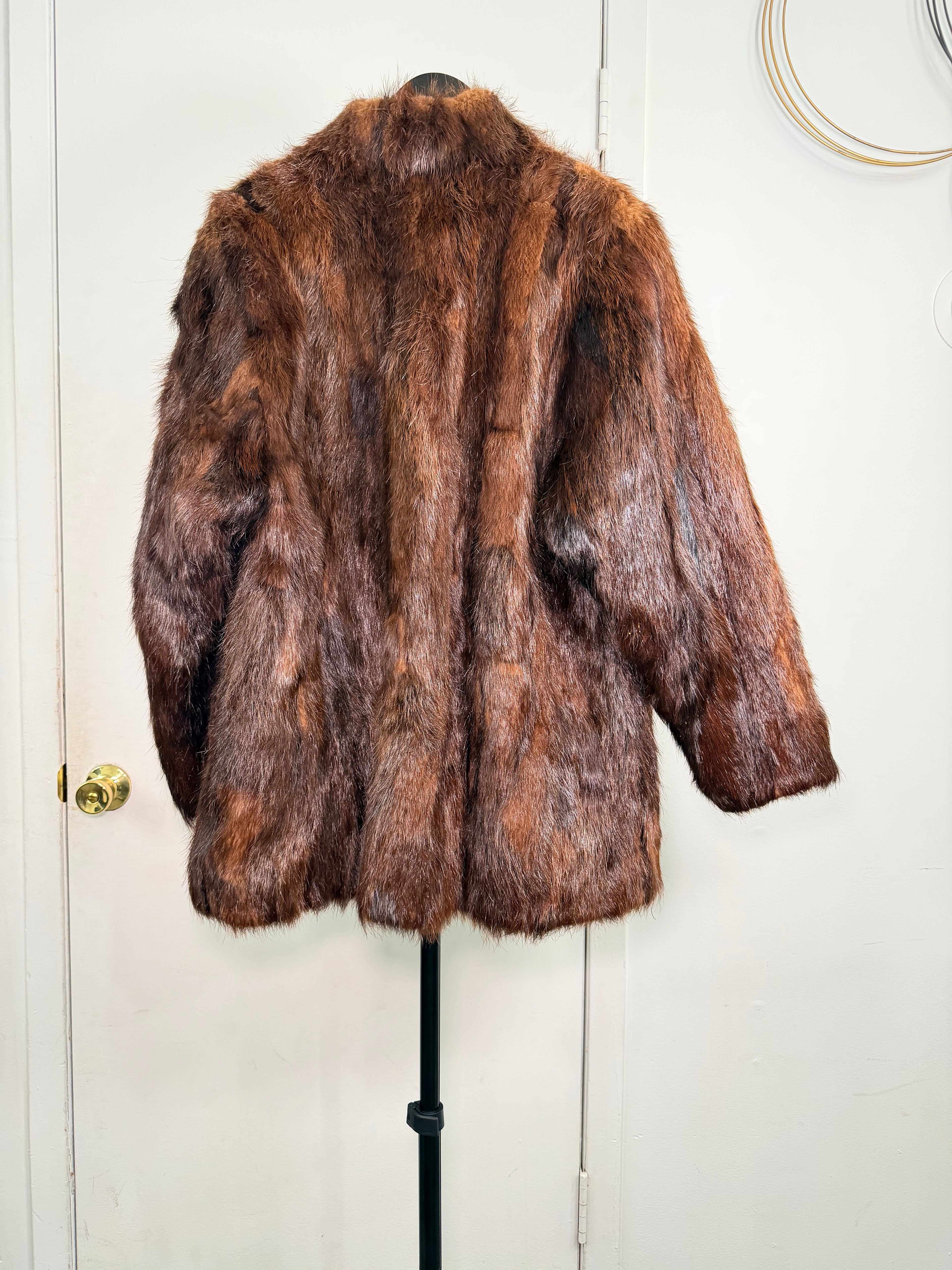 Vintage Real Rabbit Fur Coat – Rich Chestnut Brown (Medium)