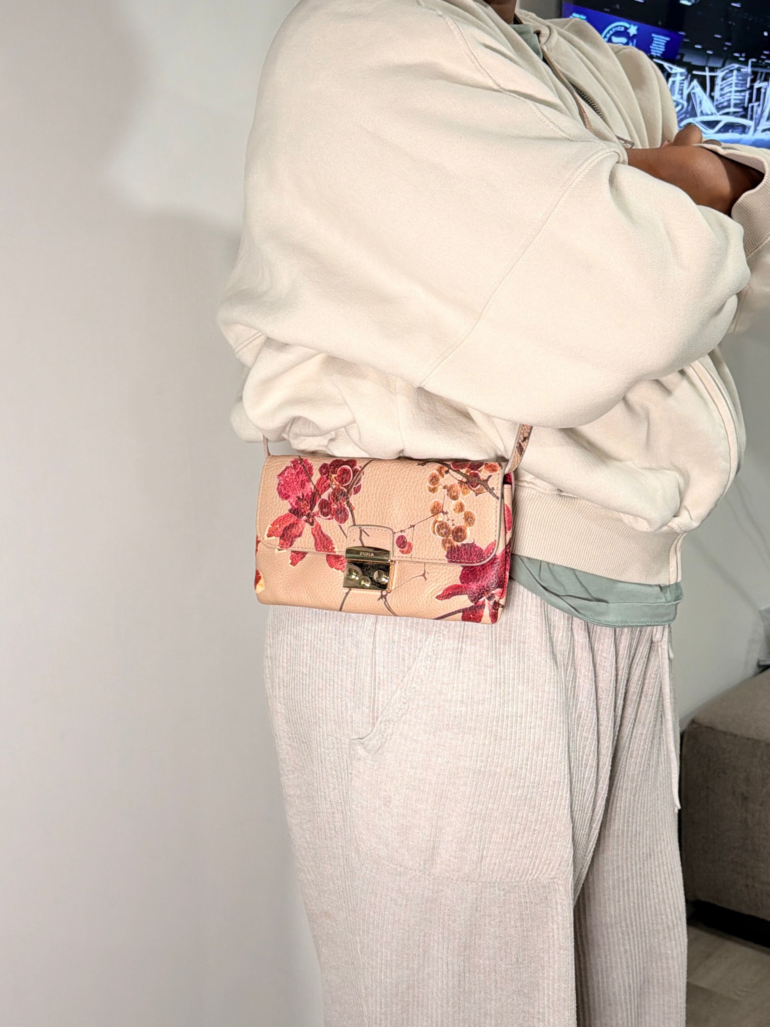 Furla Floral Leather Crossbody Bag