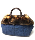Prada Denim & Fur Canapa Tote Bag