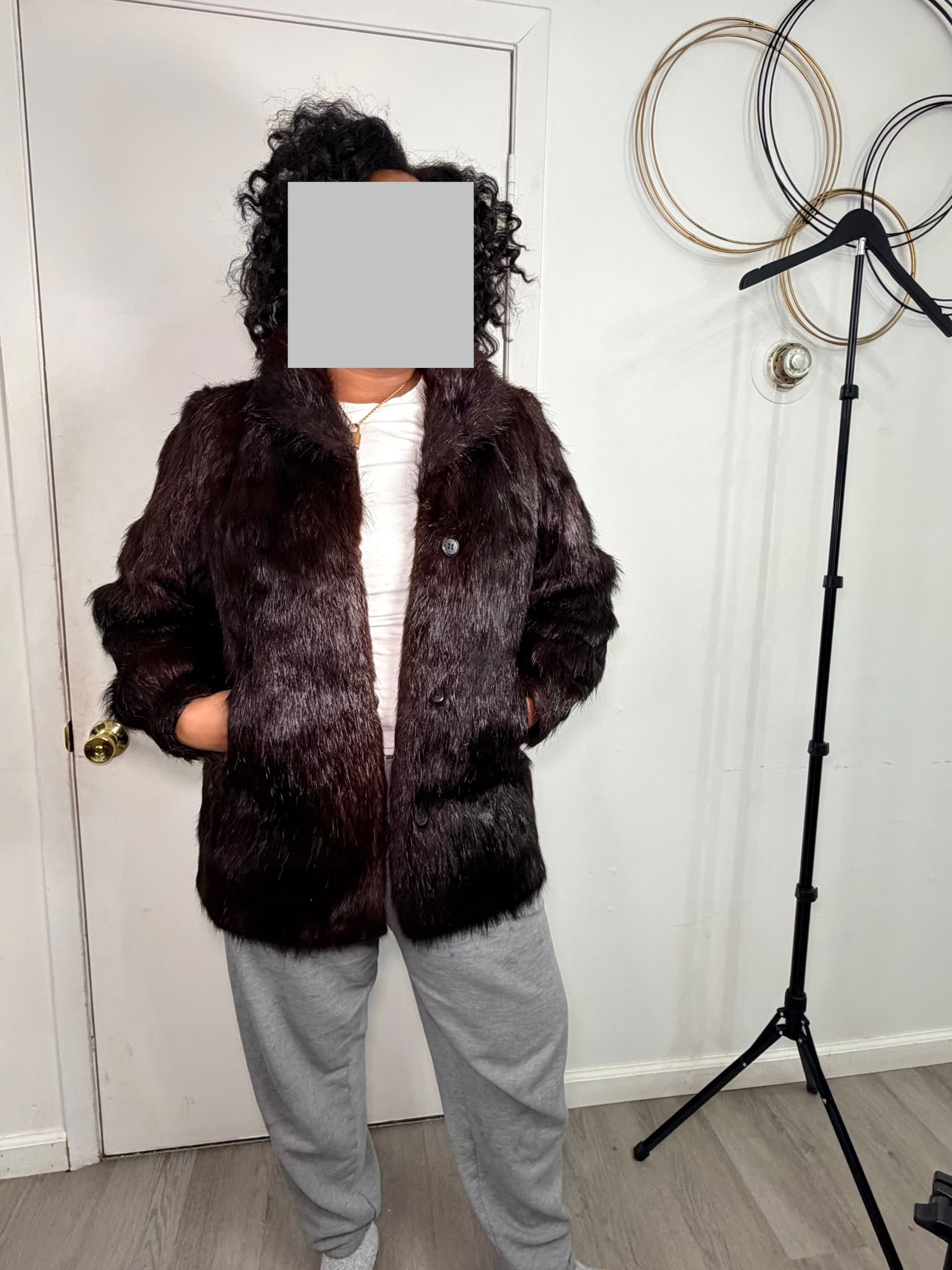 Vintage Mink Fur Coat – Espresso Brown (Medium)