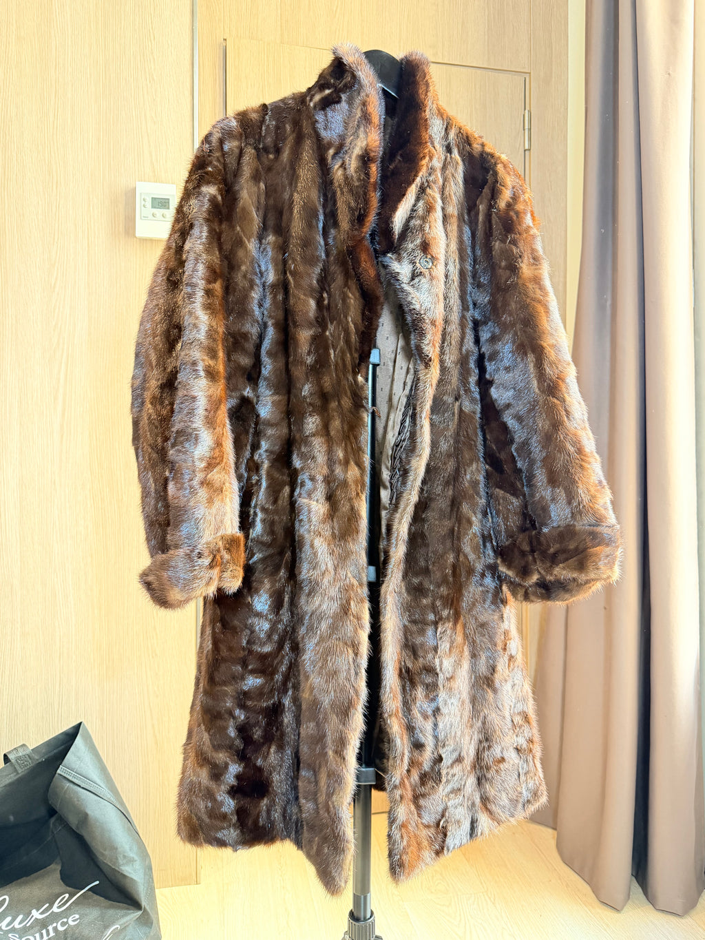 Vintage Dark Mahogany Sheared Mink Fur Coat – Large-036