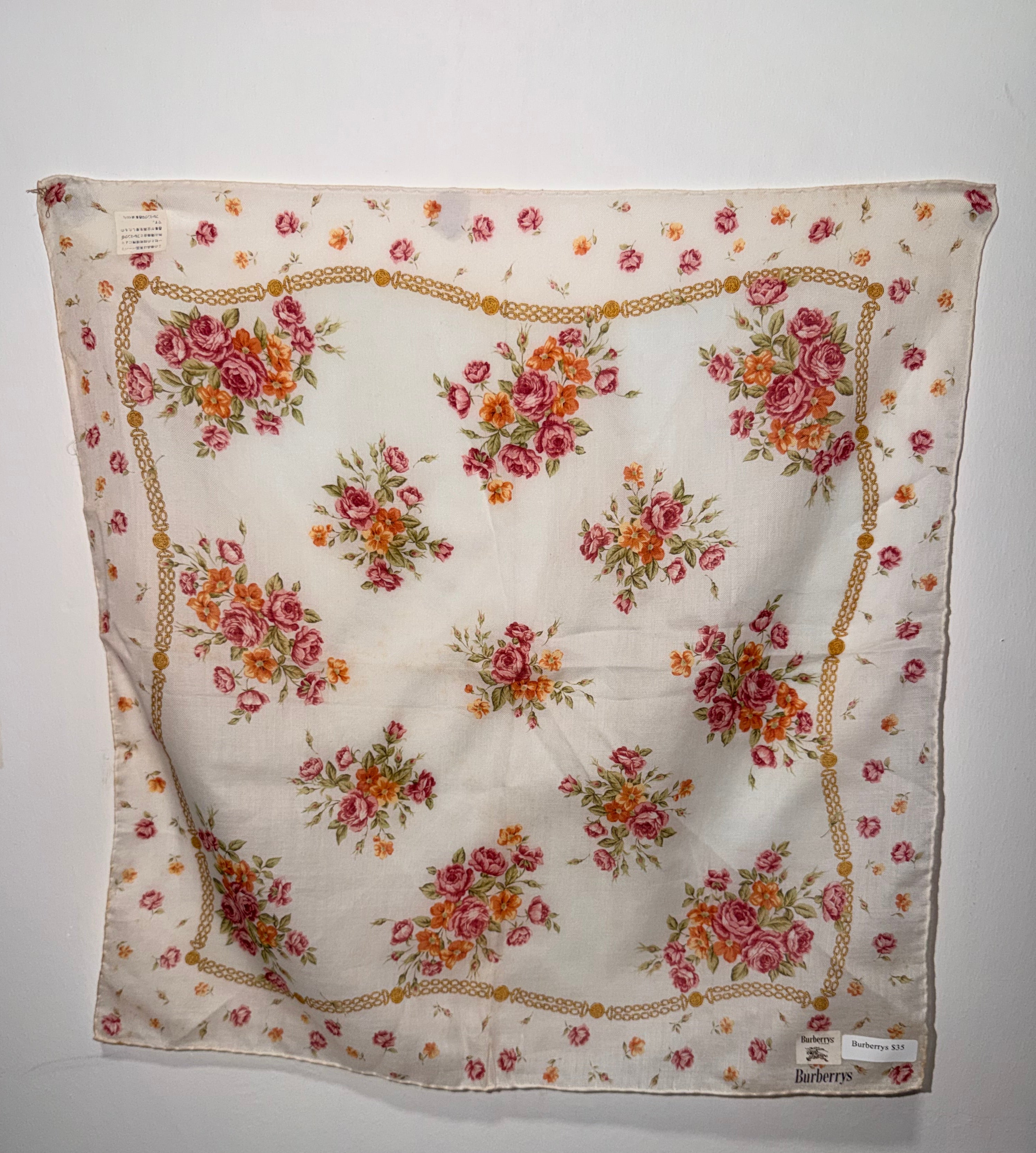 Burberrys Floral Bouquet Silk Scarf in Romantic Rose Print